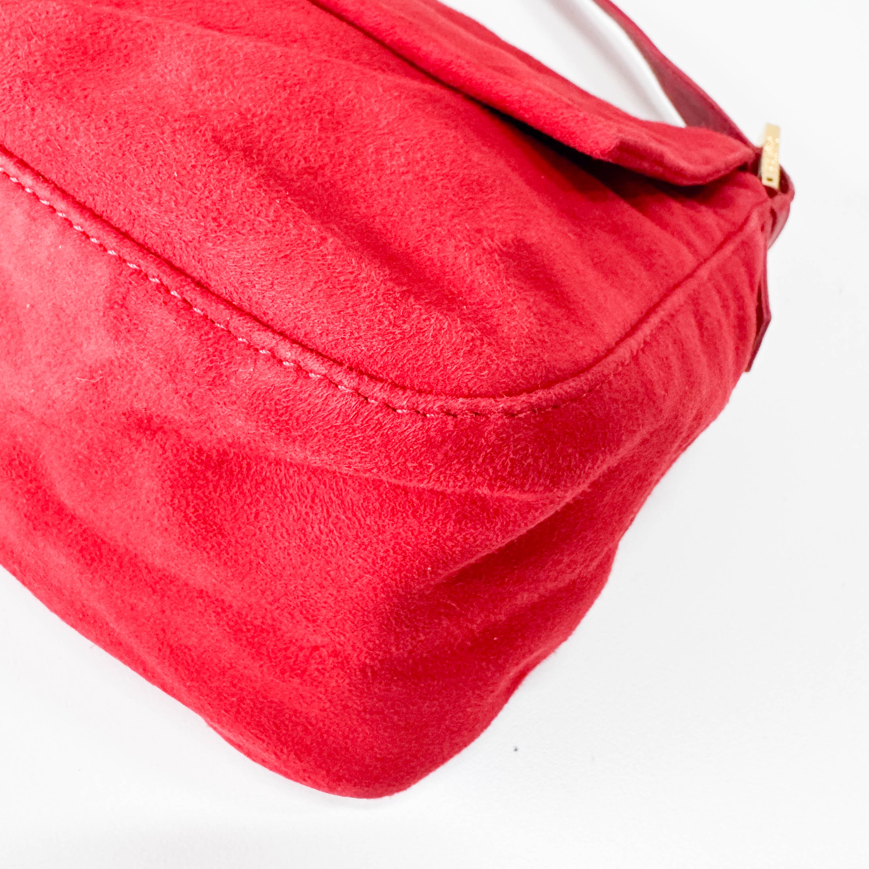 Red Suede Mamma Baguette Bag