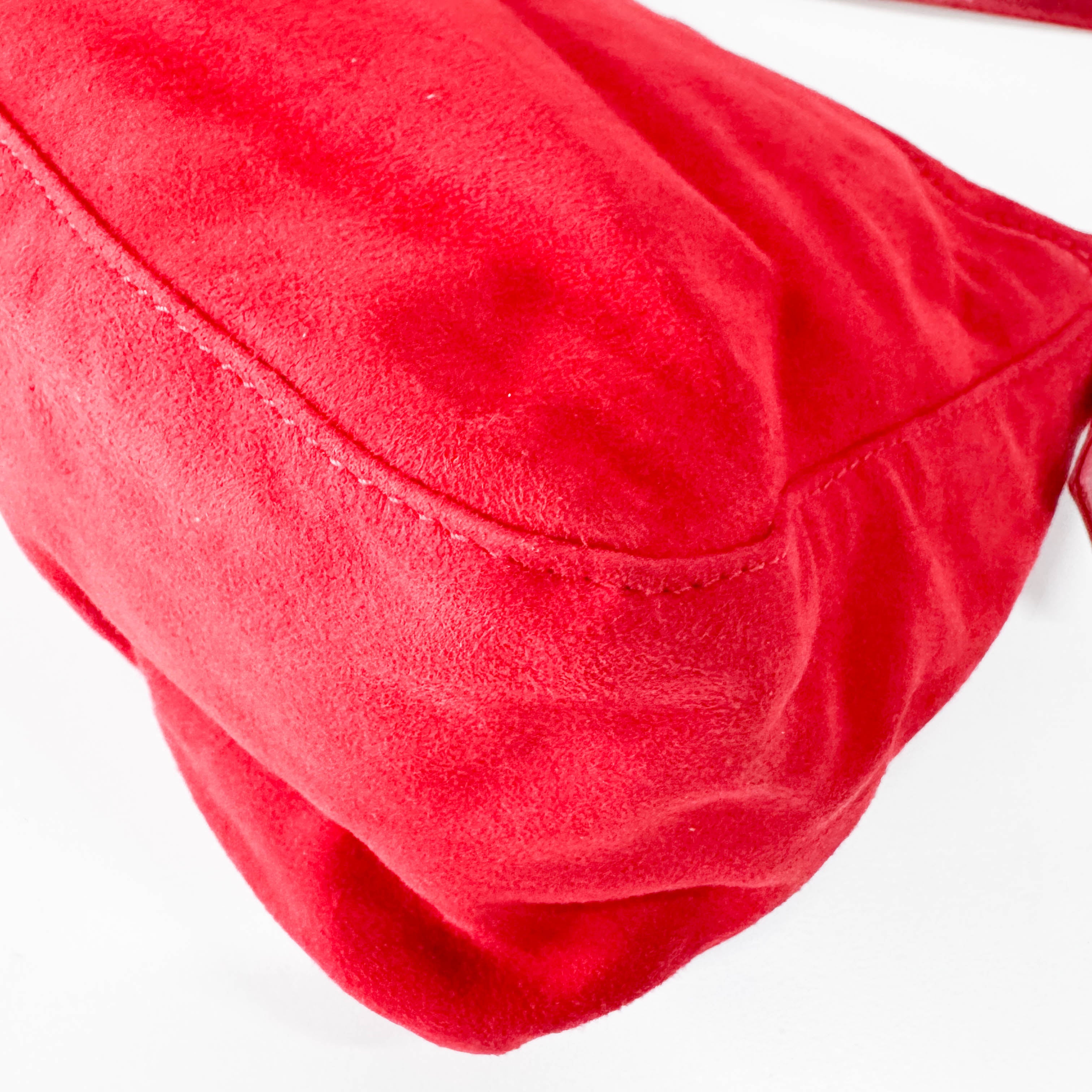 Red Suede Mamma Baguette Bag