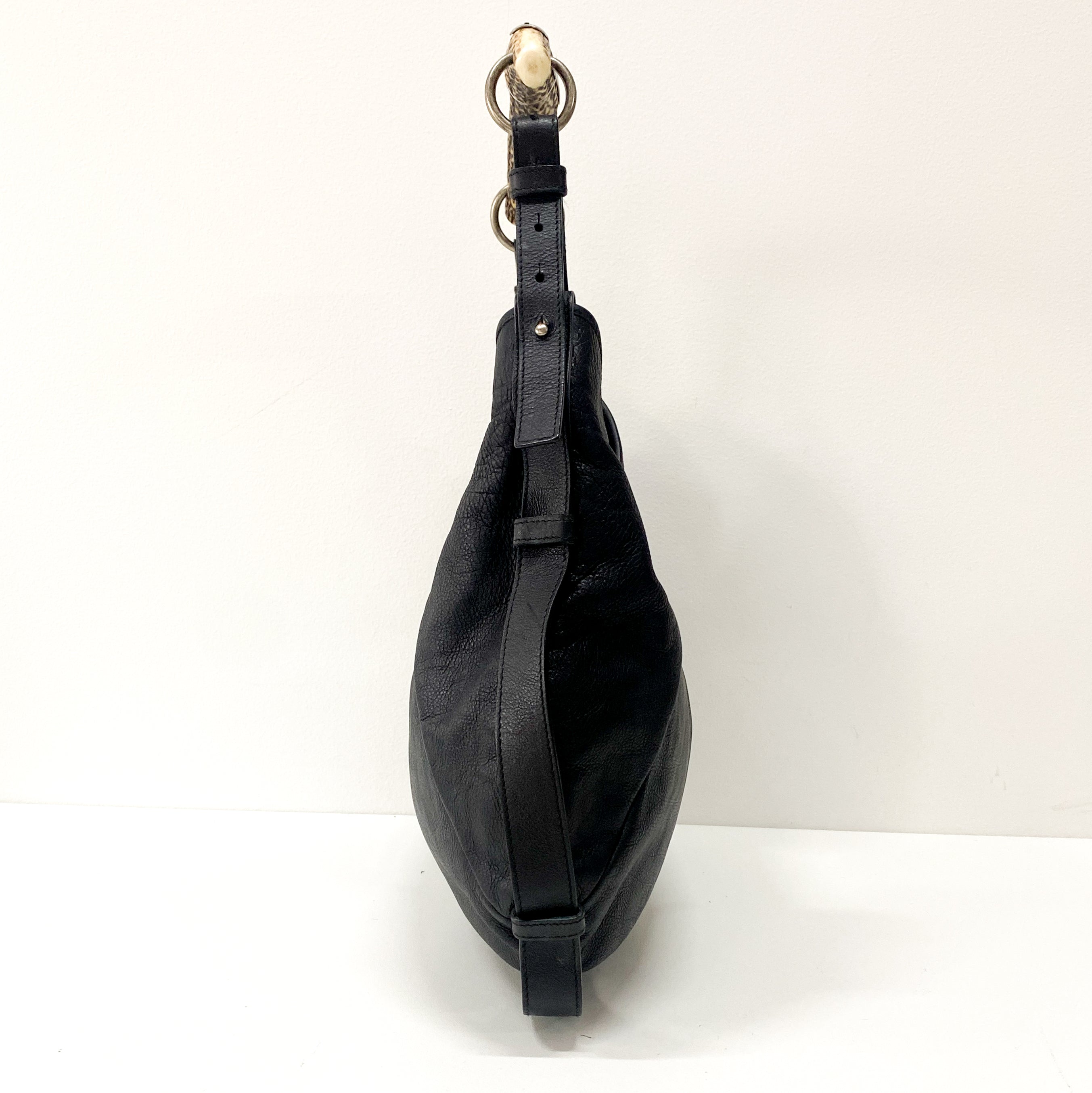 Mombasa Black Leather Shoulder Bag