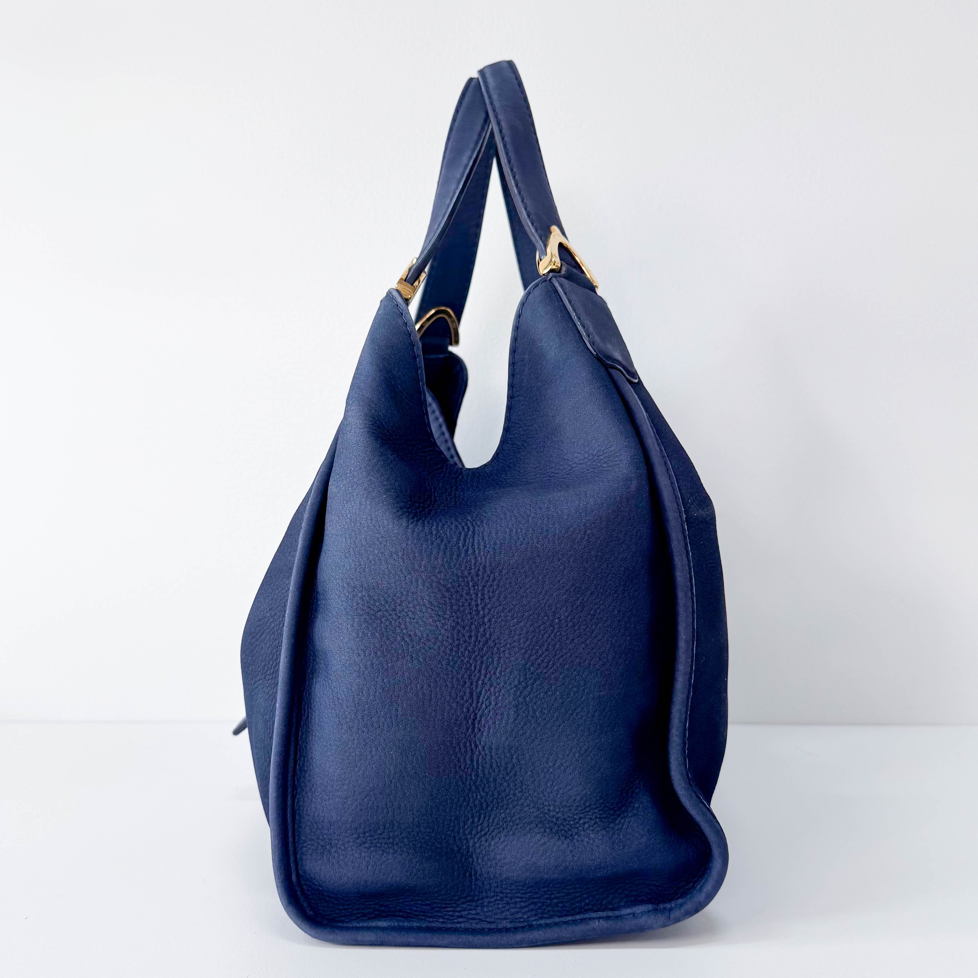 Stirrup Navy Leather Shoulder Bag