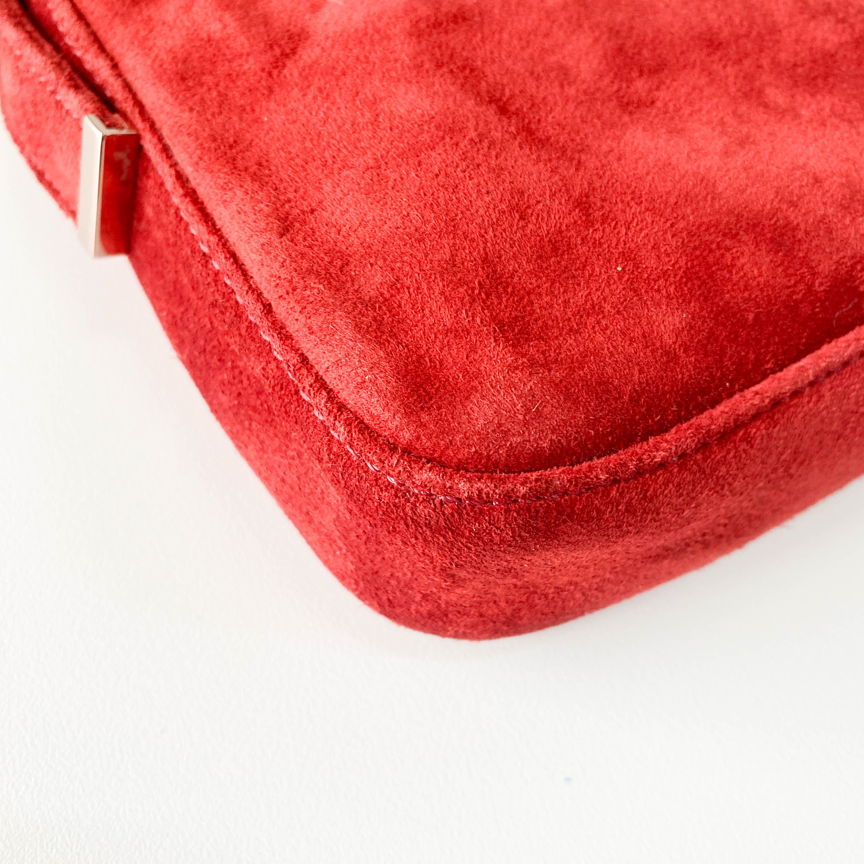 Baguette Red Suede Shoulder Bag