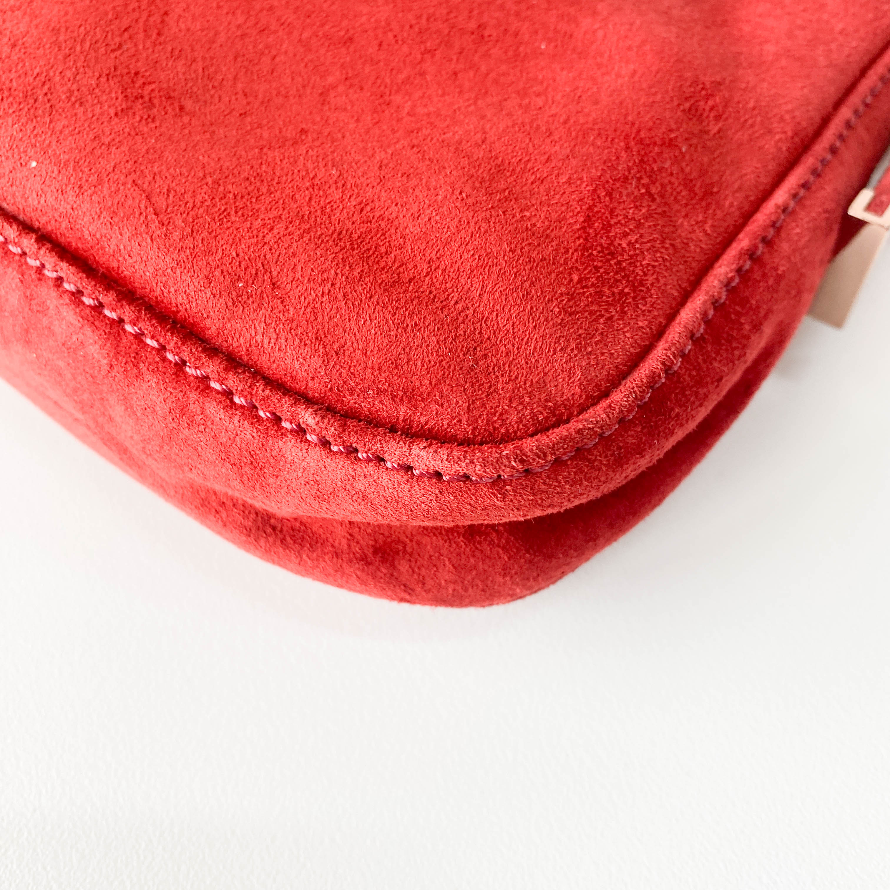 Baguette Red Suede Shoulder Bag