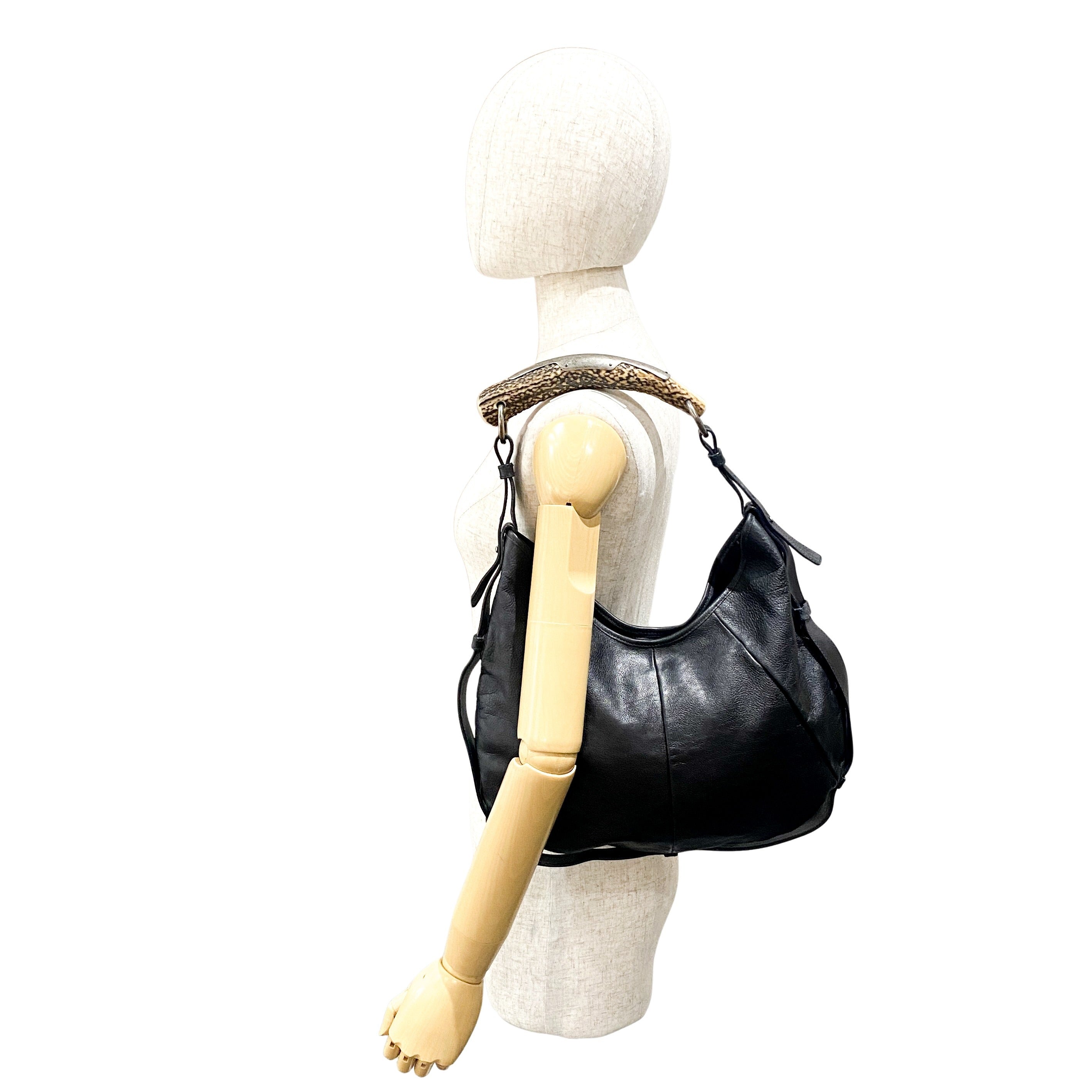 Mombasa Black Leather Shoulder Bag