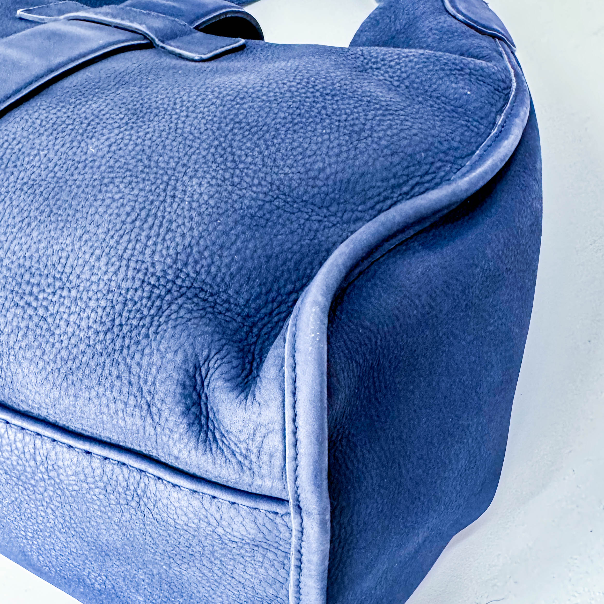 Stirrup Navy Leather Shoulder Bag