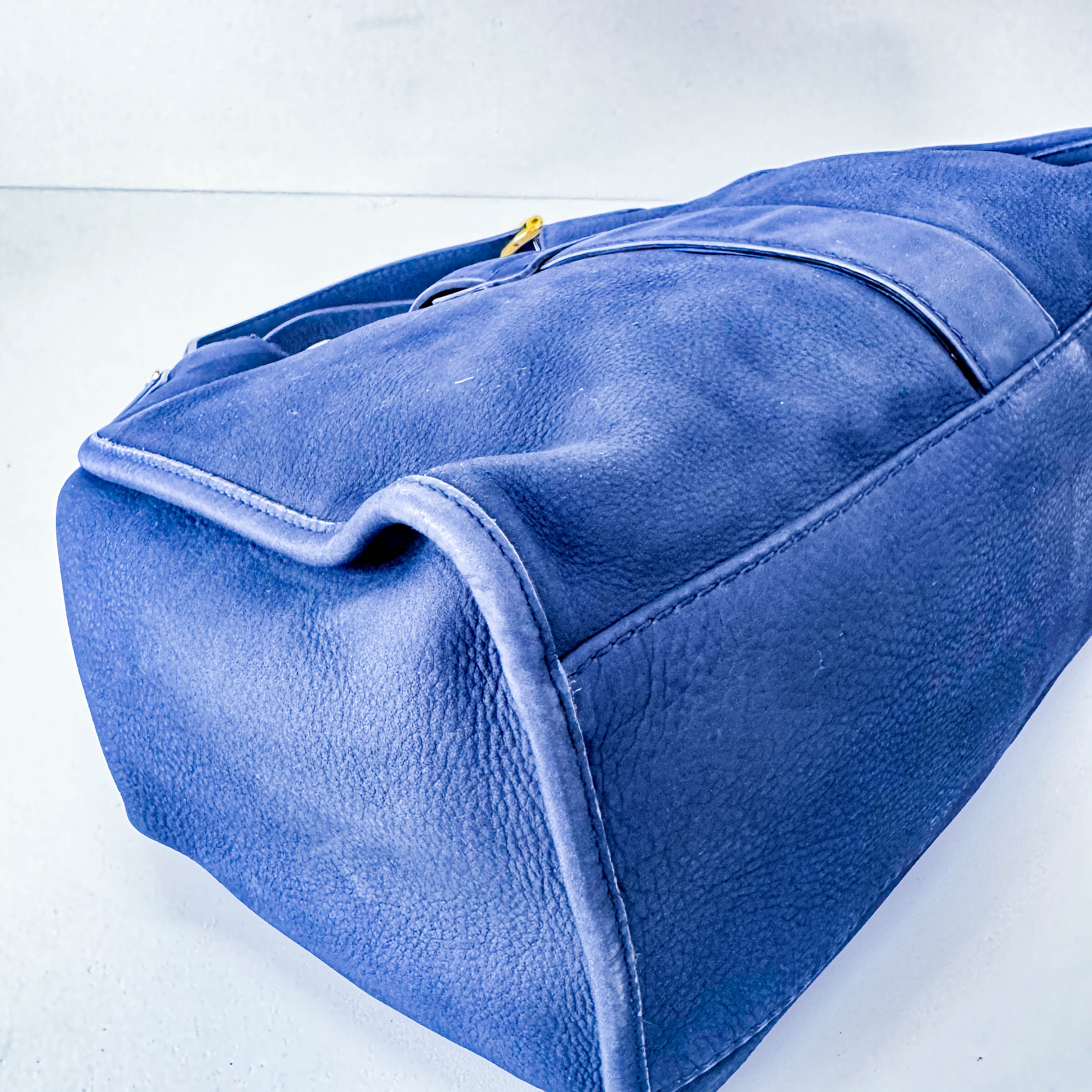 Stirrup Navy Leather Shoulder Bag