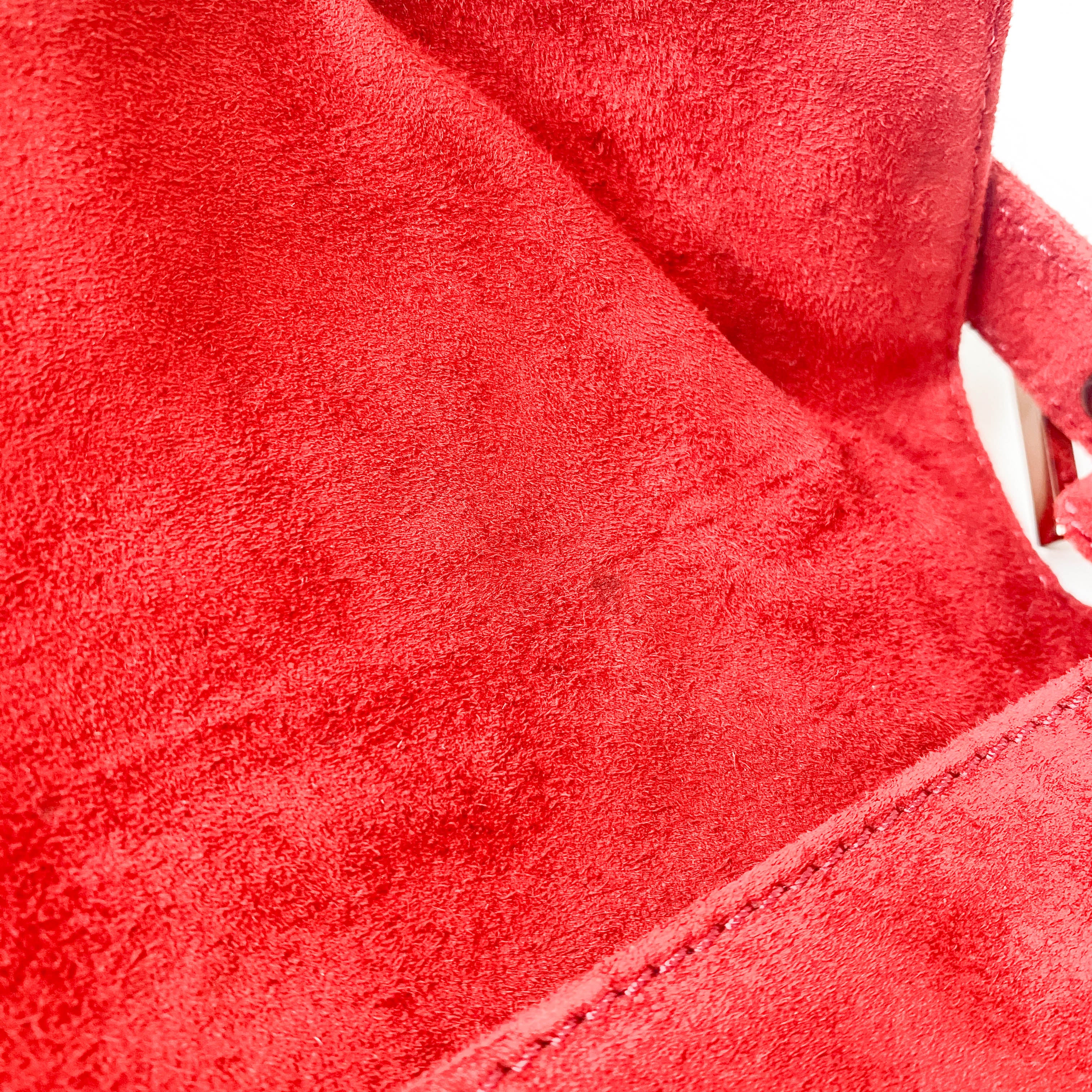 Baguette Red Suede Shoulder Bag