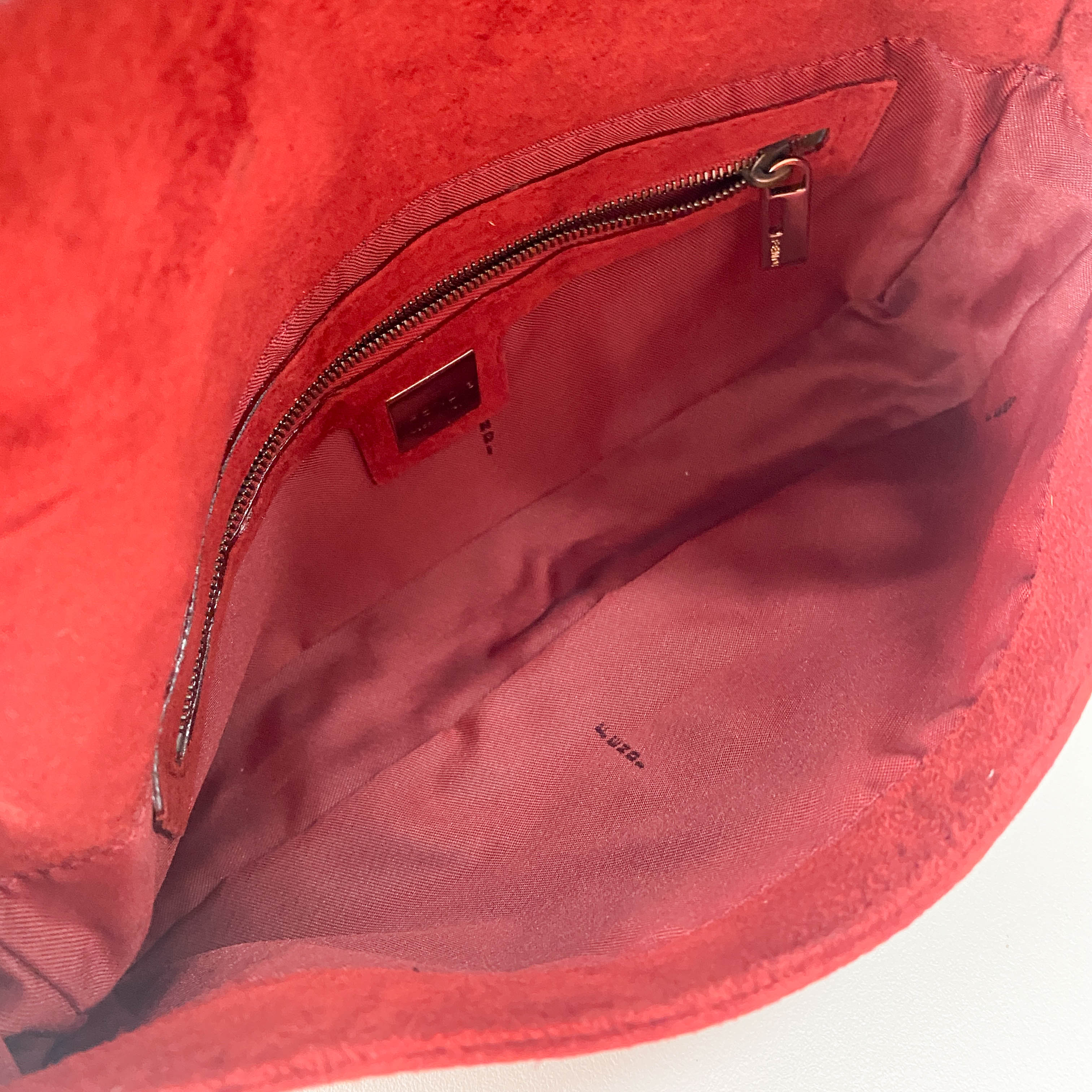 Baguette Red Suede Shoulder Bag