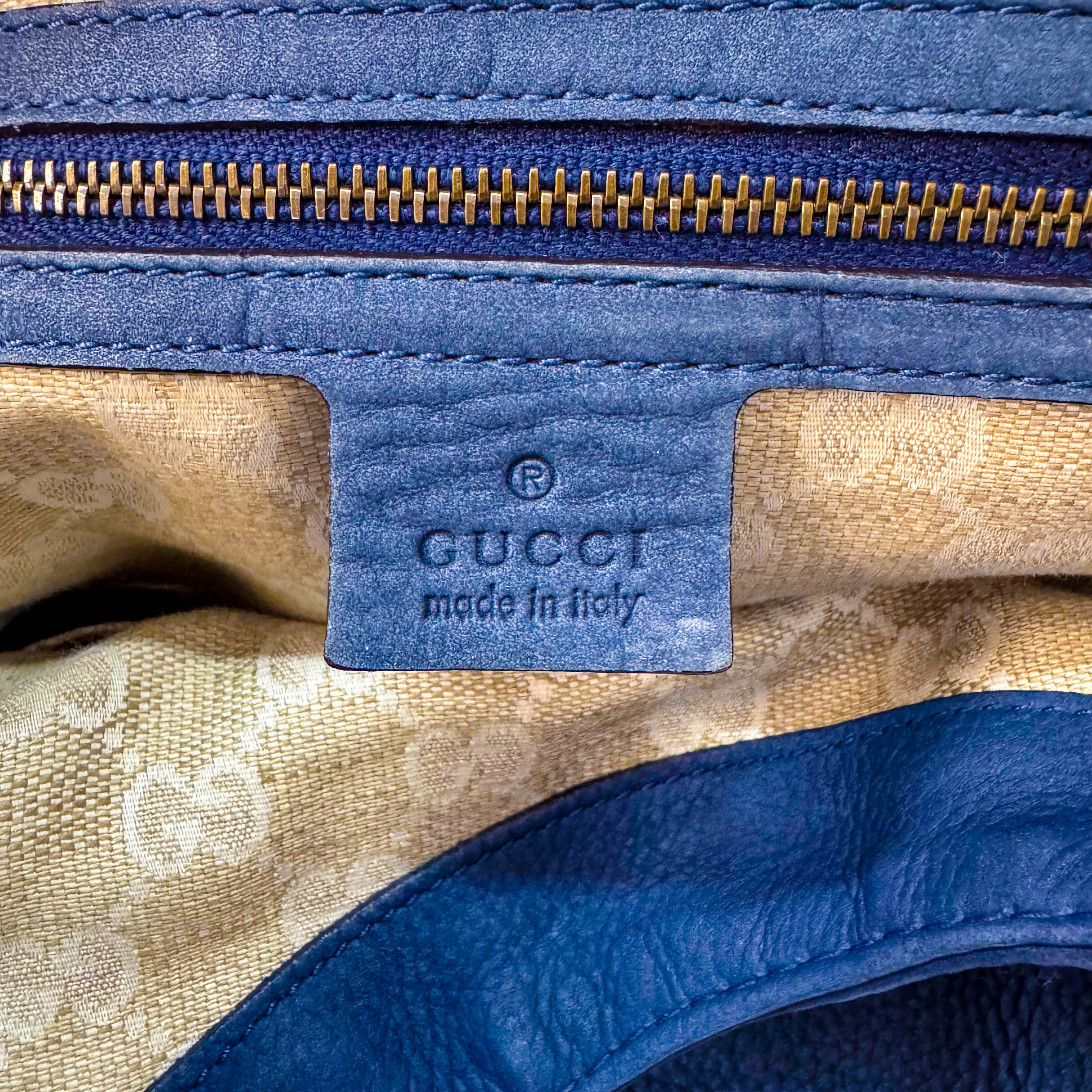 Stirrup Navy Leather Shoulder Bag