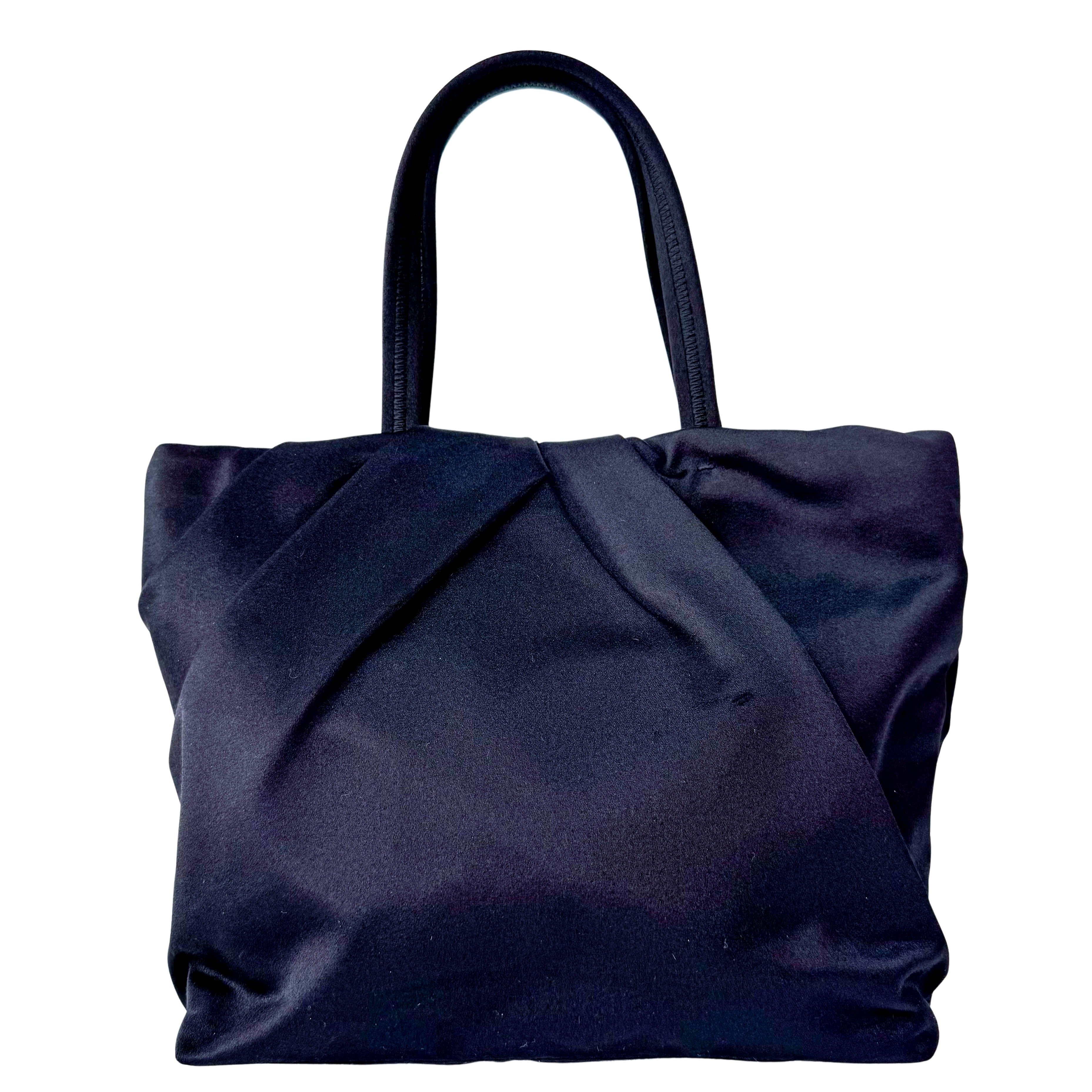 Mini Black Satin Embroided Handbag