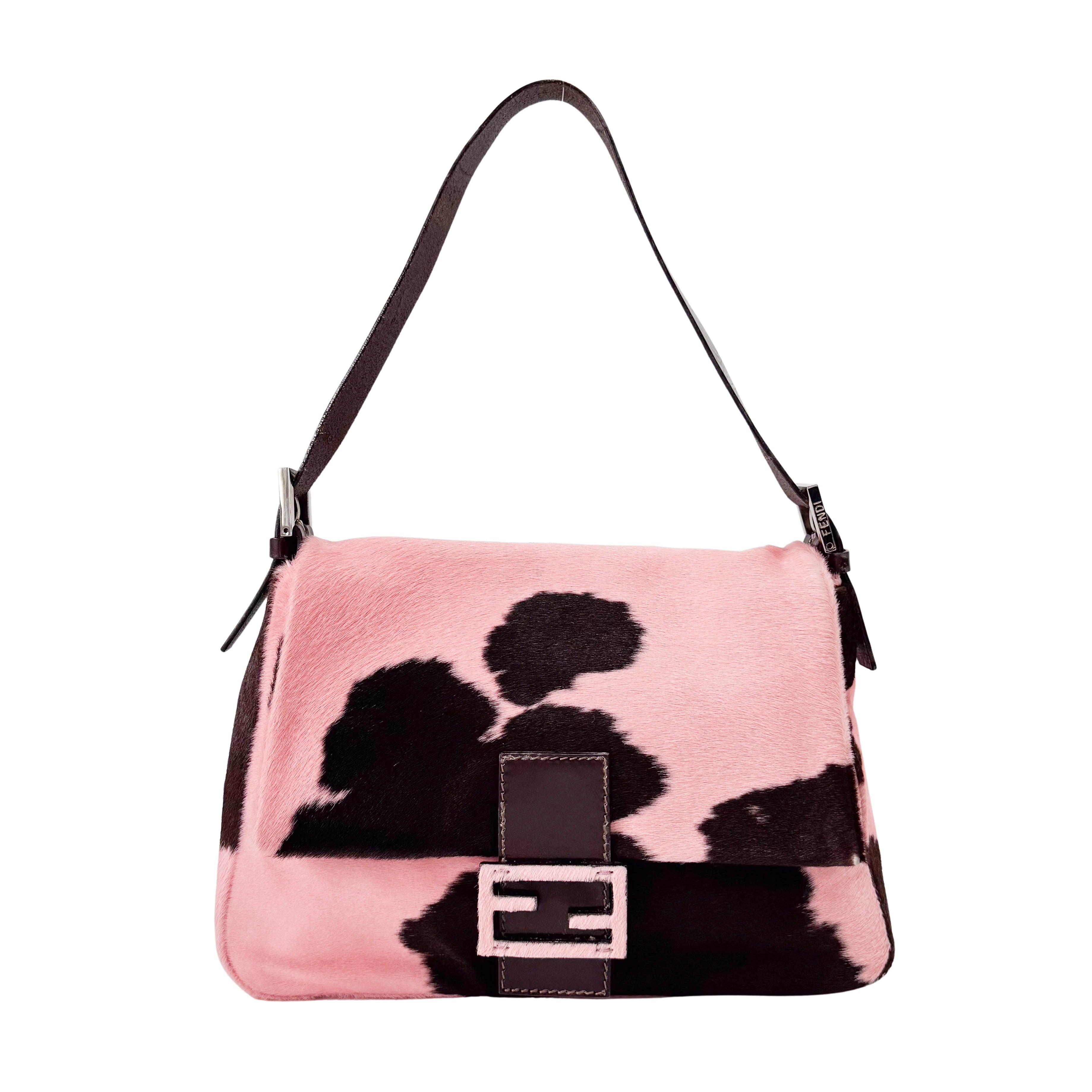 Mamma Baguette Pink Cow Print Bag