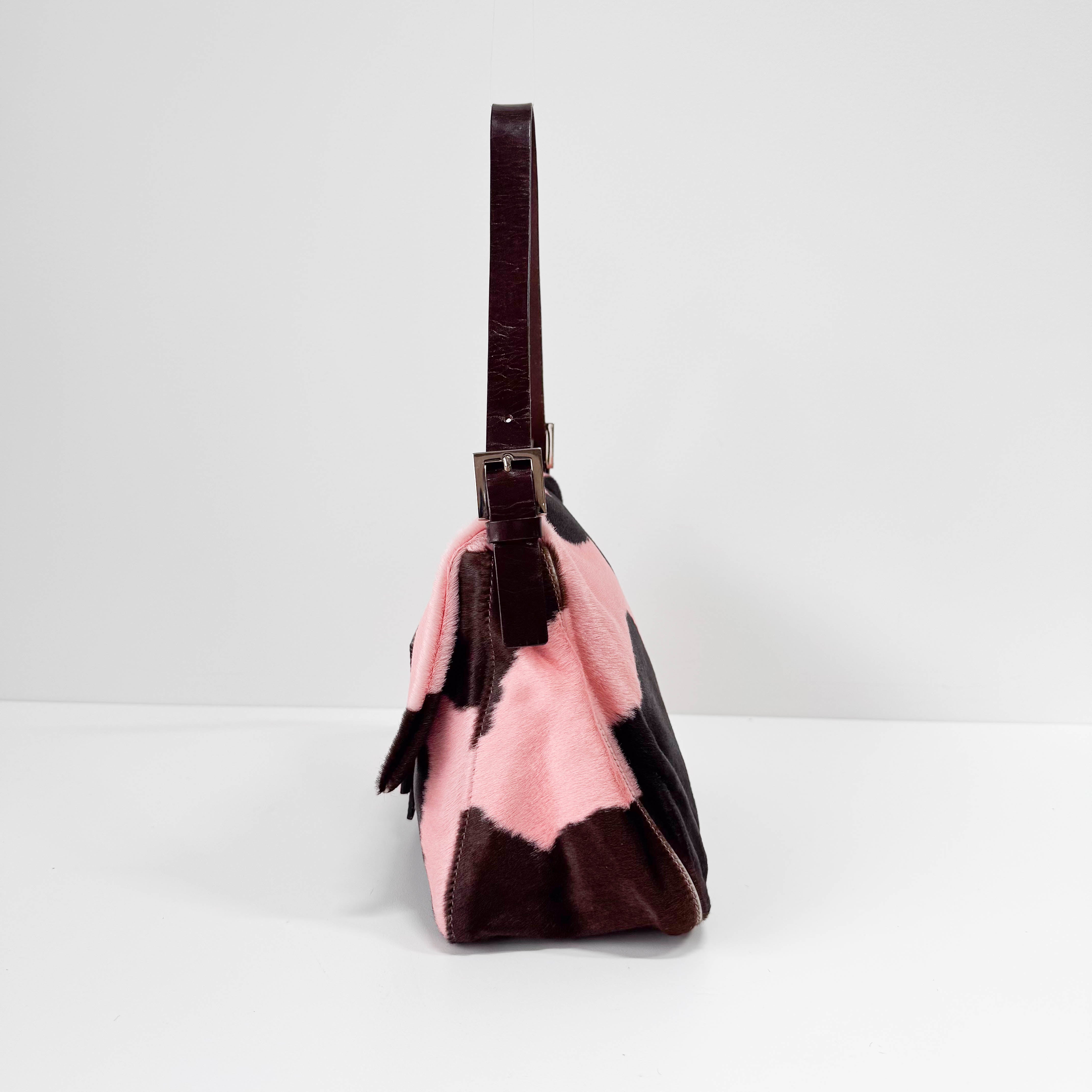 Mamma Baguette Pink Cow Print Bag