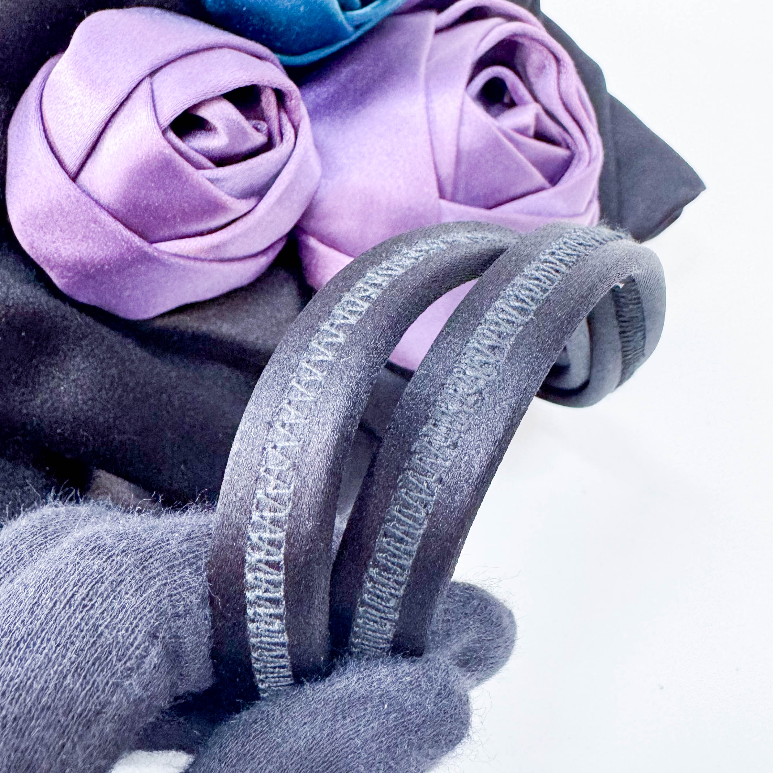 Mini Black Satin Embroided Handbag