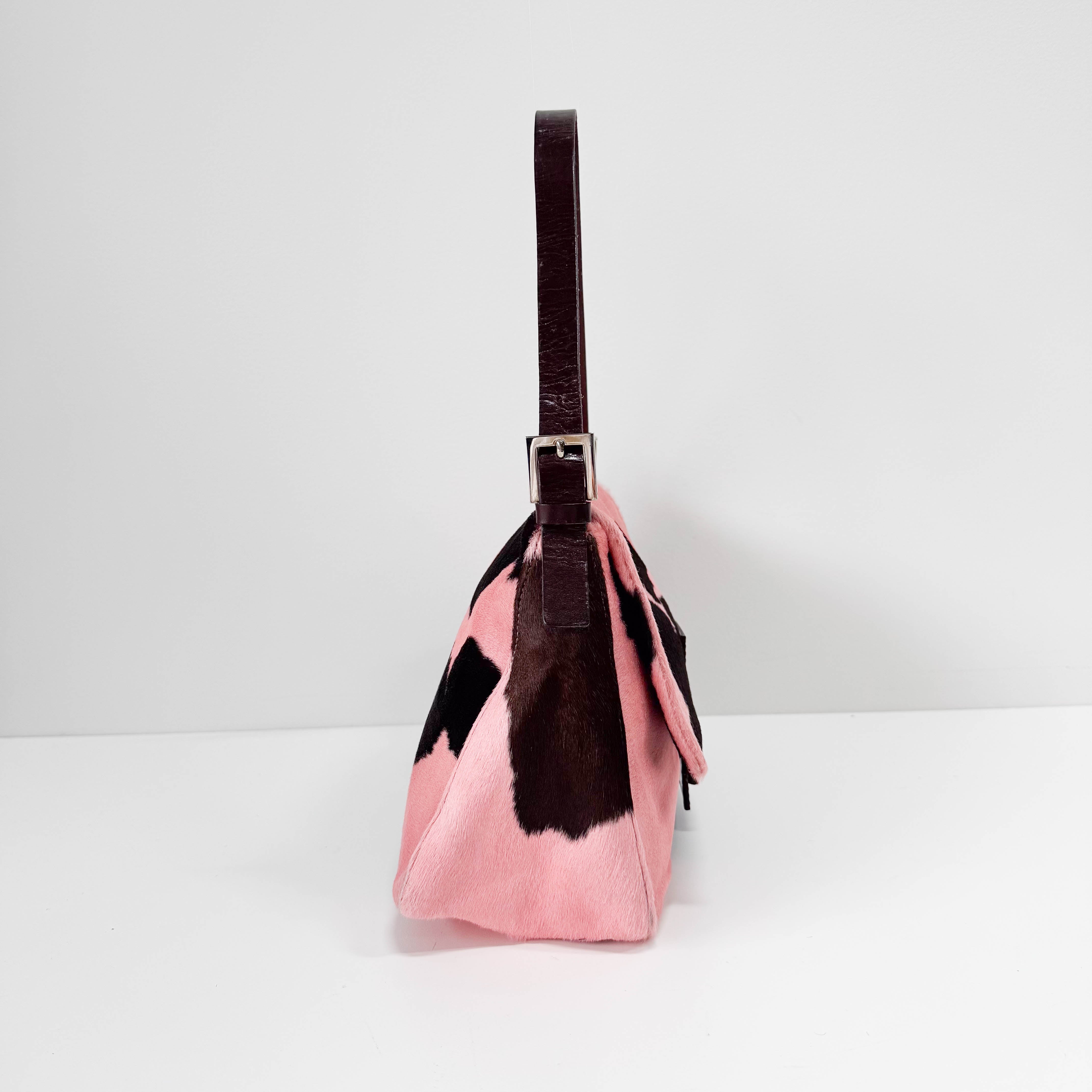 Mamma Baguette Pink Cow Print Bag