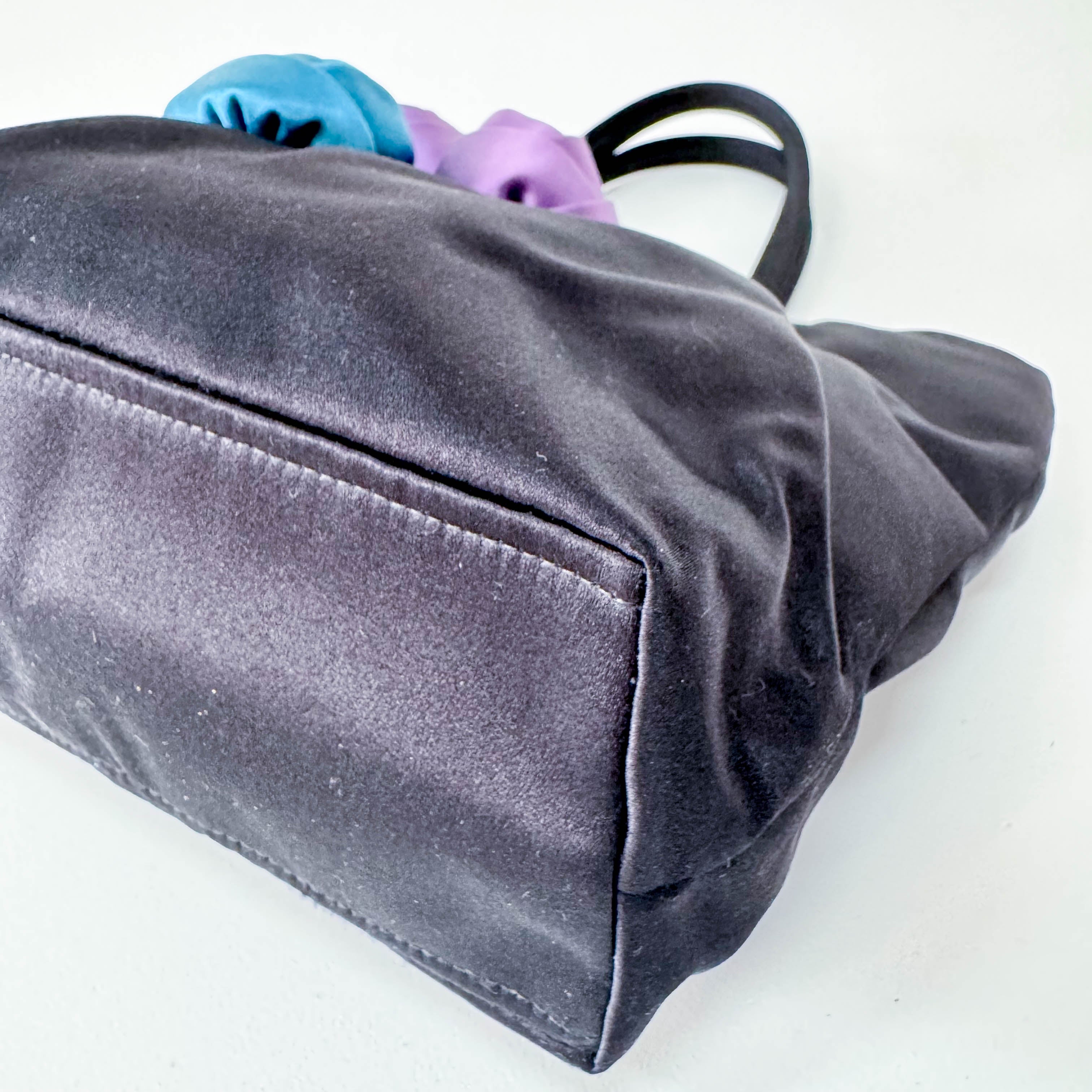 Mini Black Satin Embroided Handbag