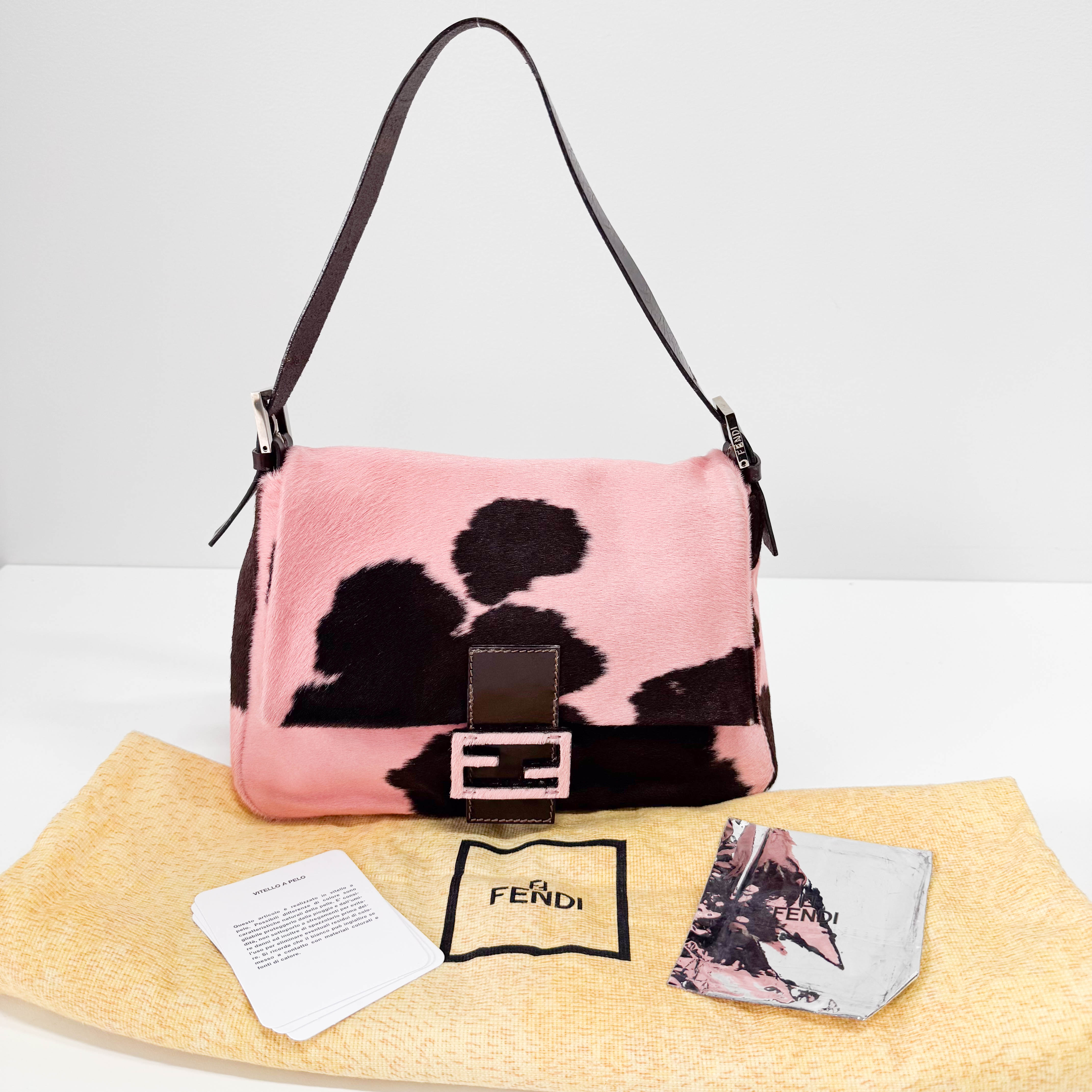 Mamma Baguette Pink Cow Print Bag