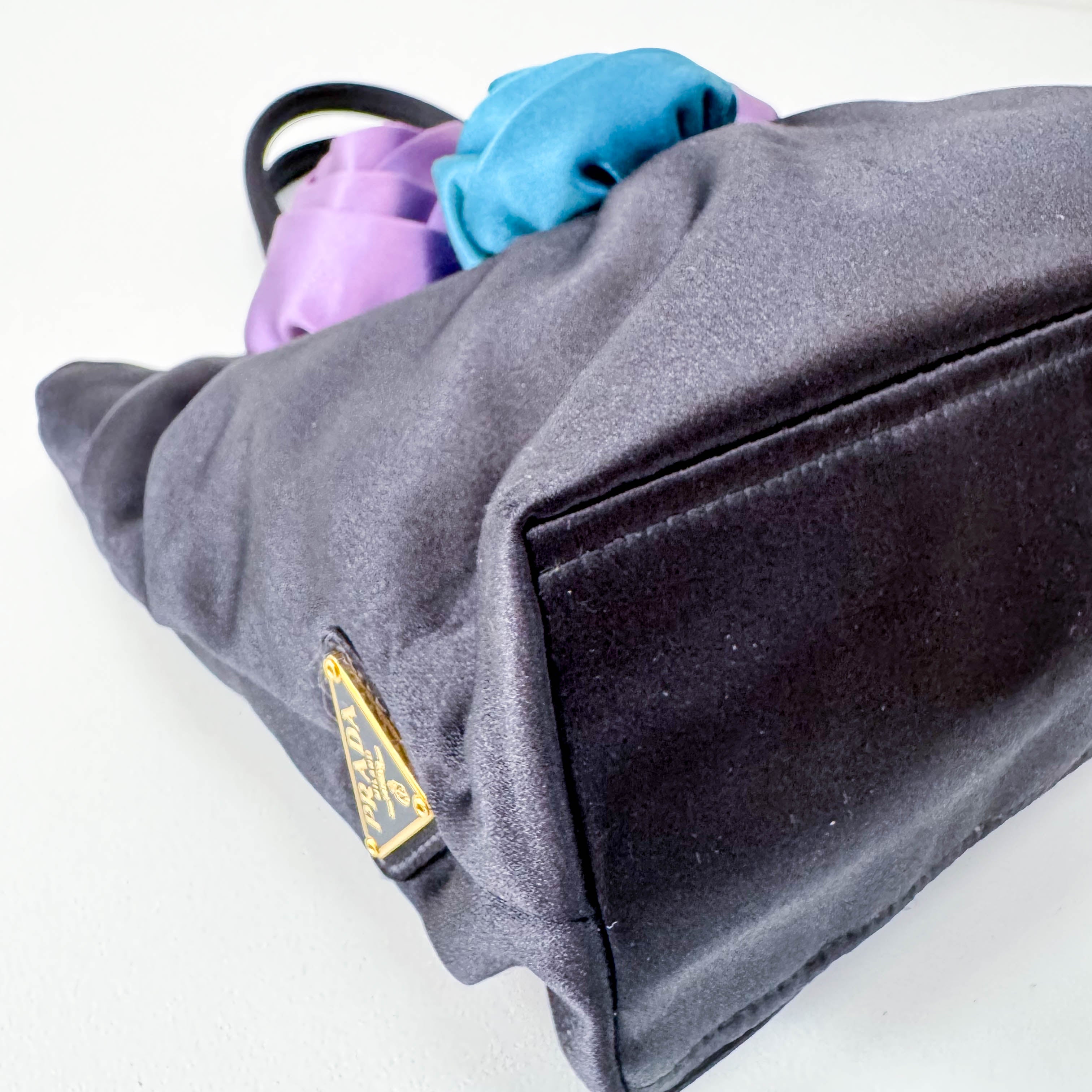 Mini Black Satin Embroided Handbag