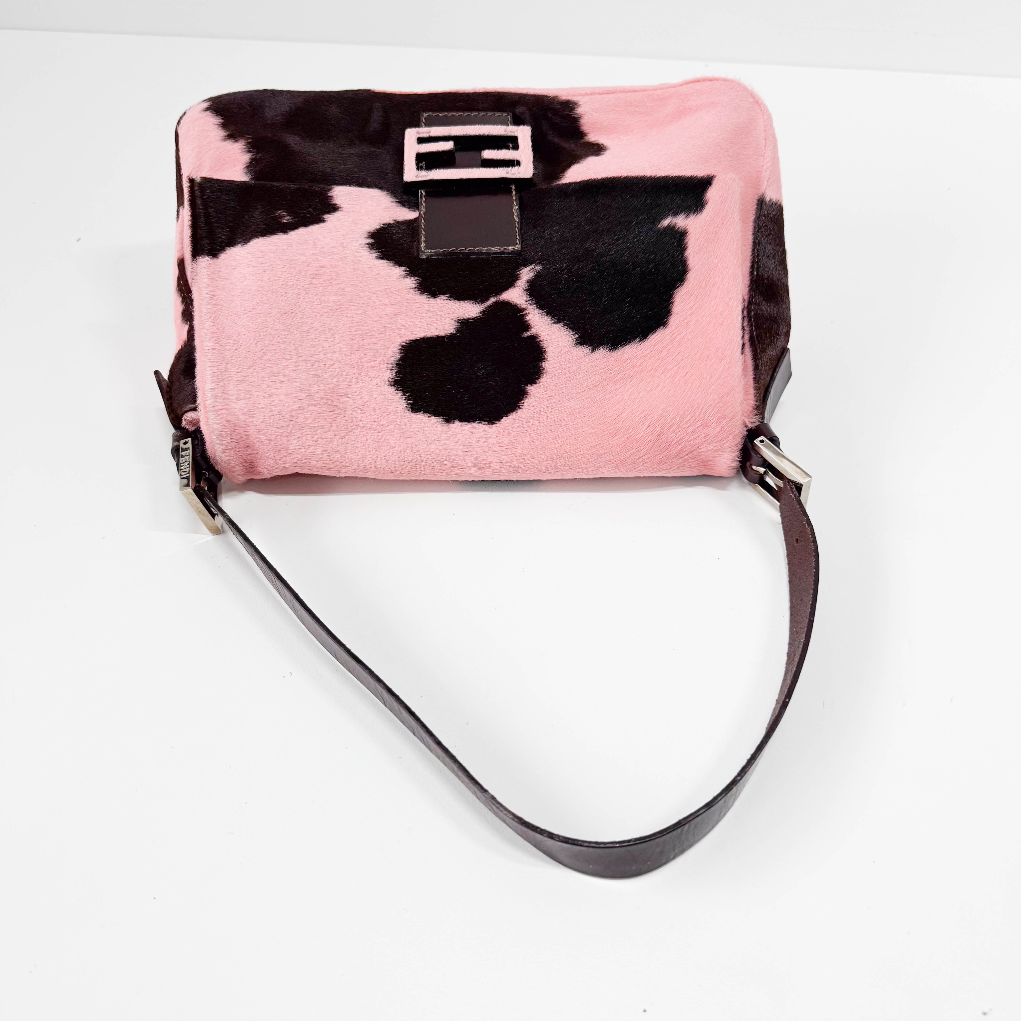 Mamma Baguette Pink Cow Print Bag