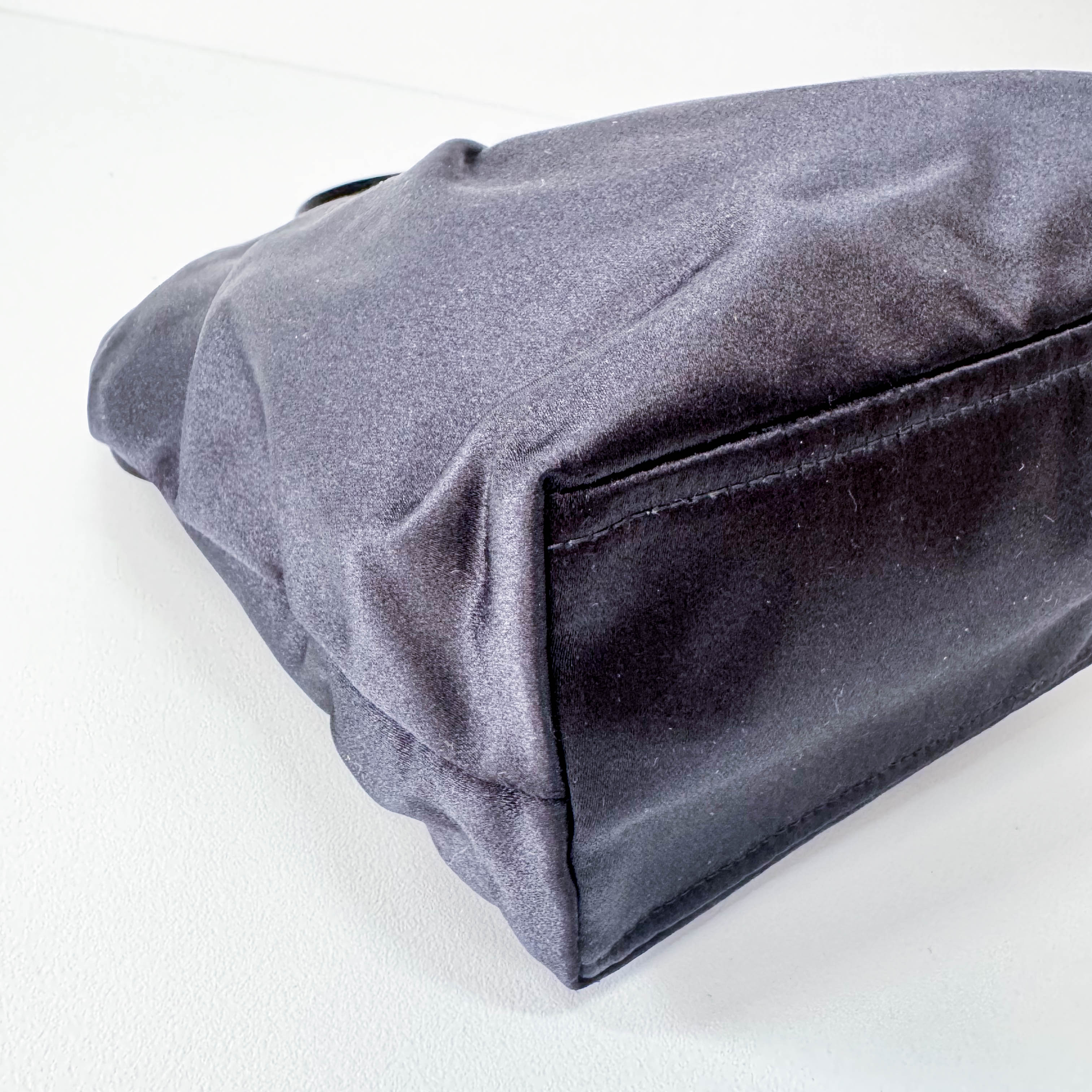 Mini Black Satin Embroided Handbag