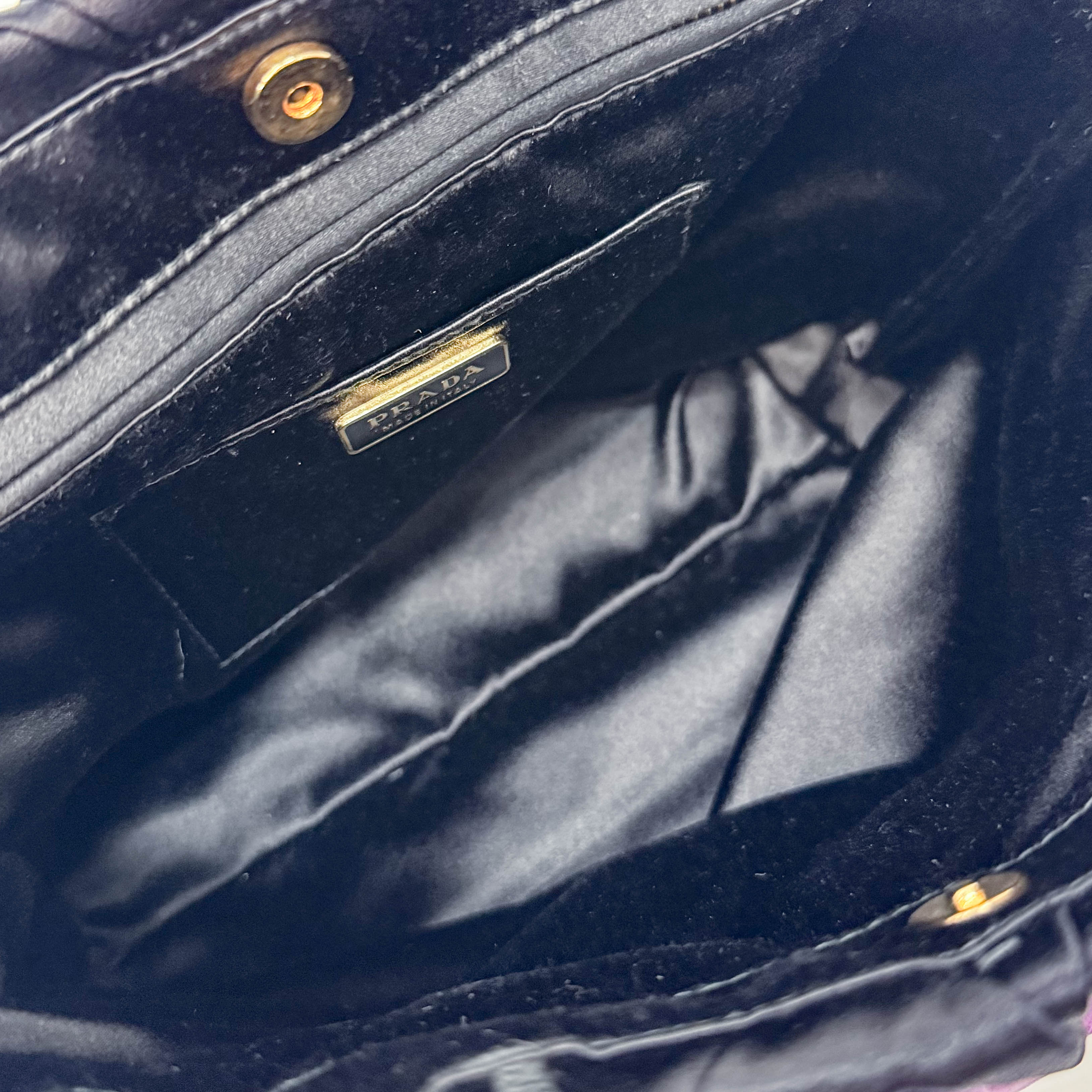 Mini Black Satin Embroided Handbag