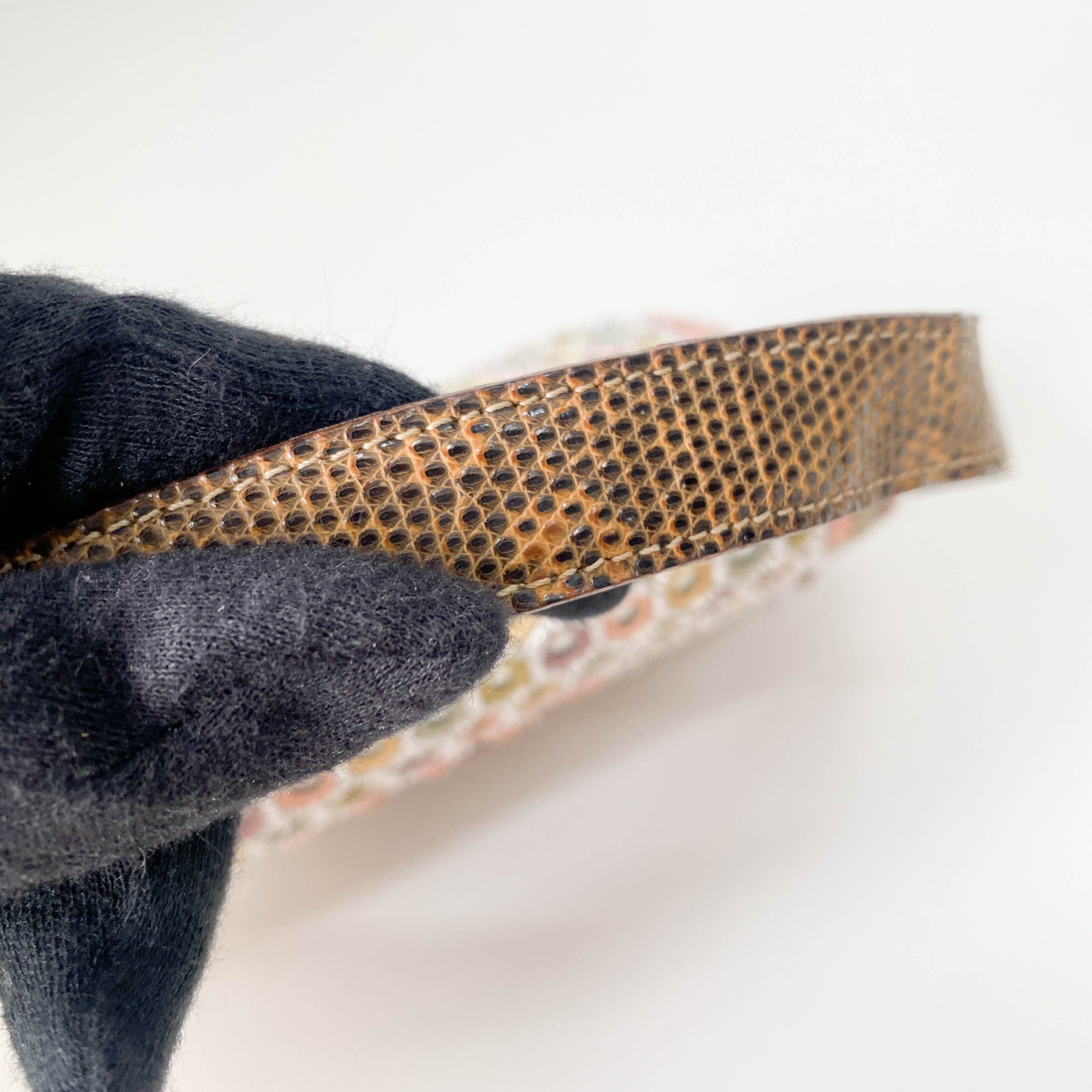 Baguette Multi-colour Embroidered Mirrors & Lizzard Skin Shoulder Bag