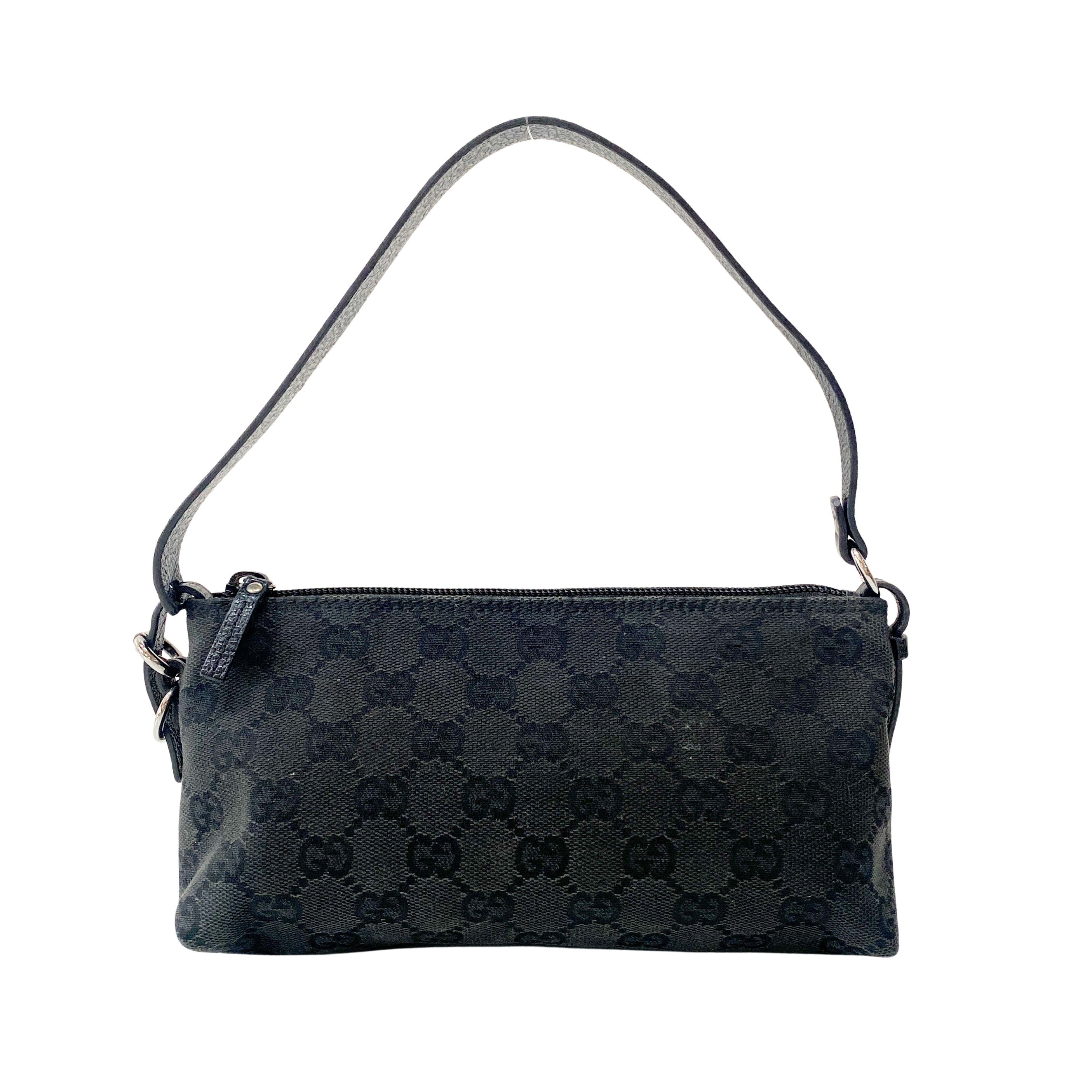 GG Canvas Black Pochette Accesories Shoulder Bag