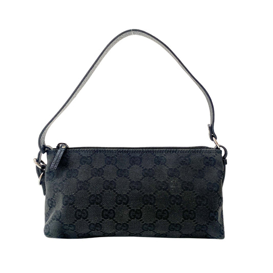 GG Canvas Black Pochette Accesories Shoulder Bag