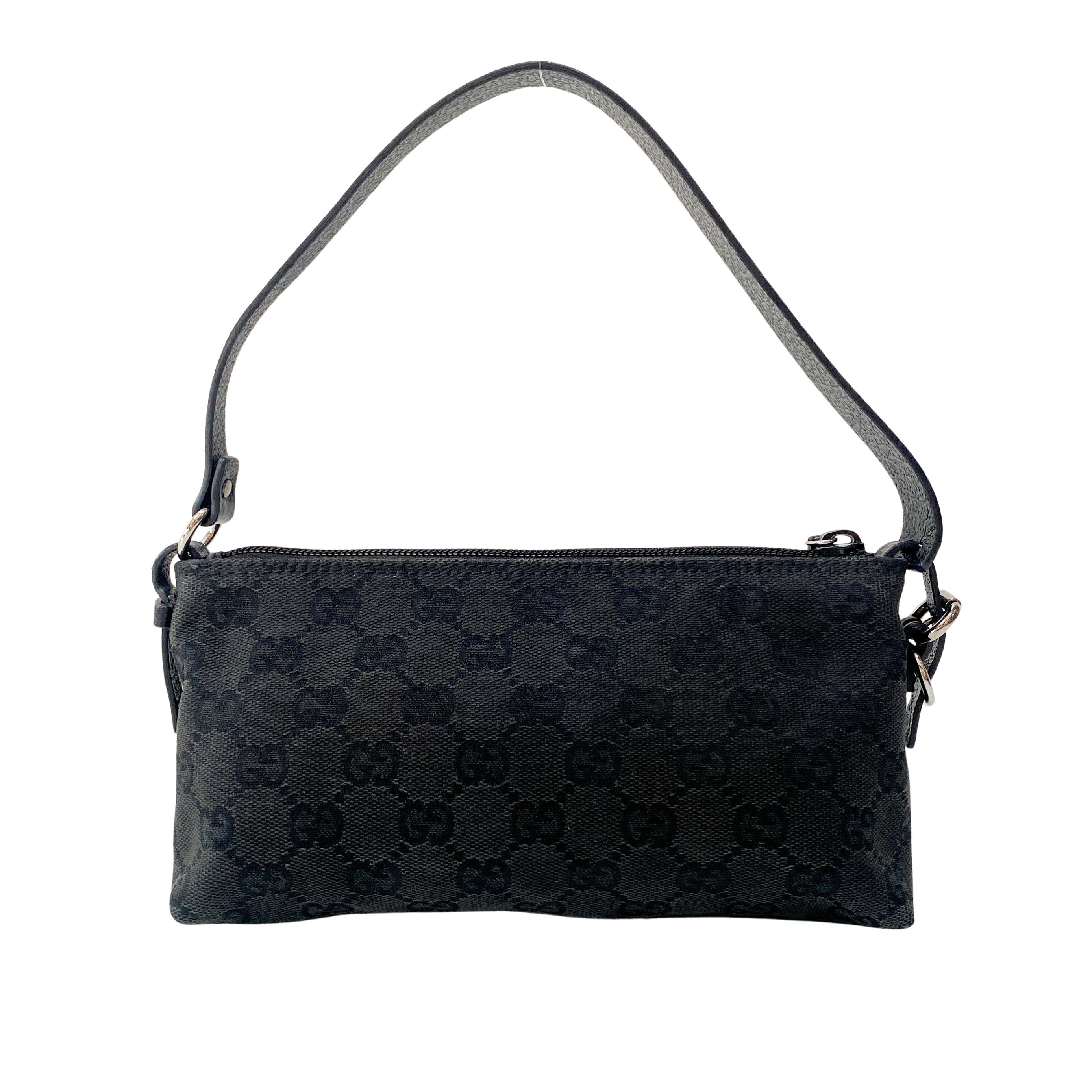 GG Canvas Black Pochette Accesories Shoulder Bag