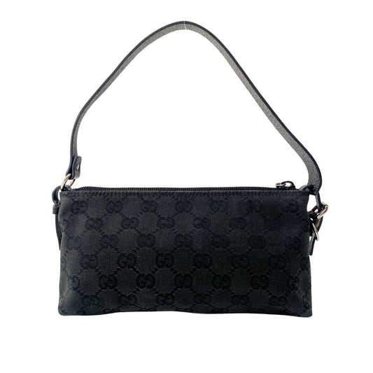 GG Canvas Black Pochette Accesories Shoulder Bag