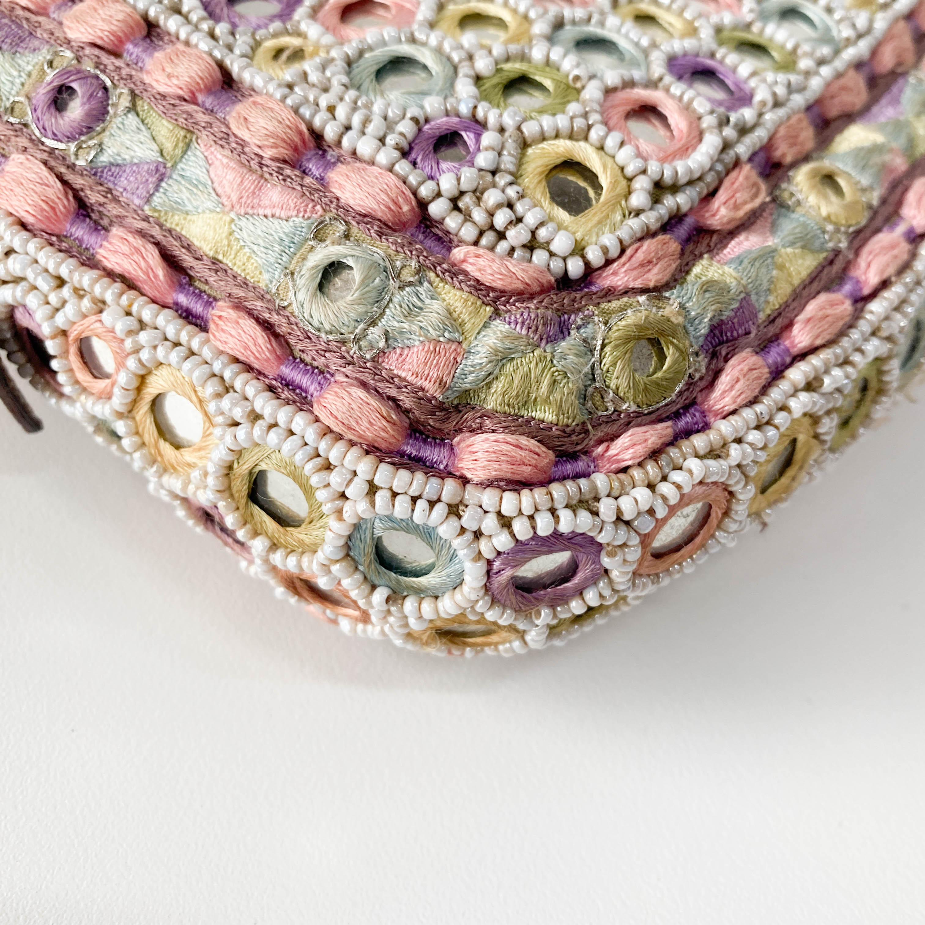 Baguette Multi-colour Embroidered Mirrors & Lizzard Skin Shoulder Bag
