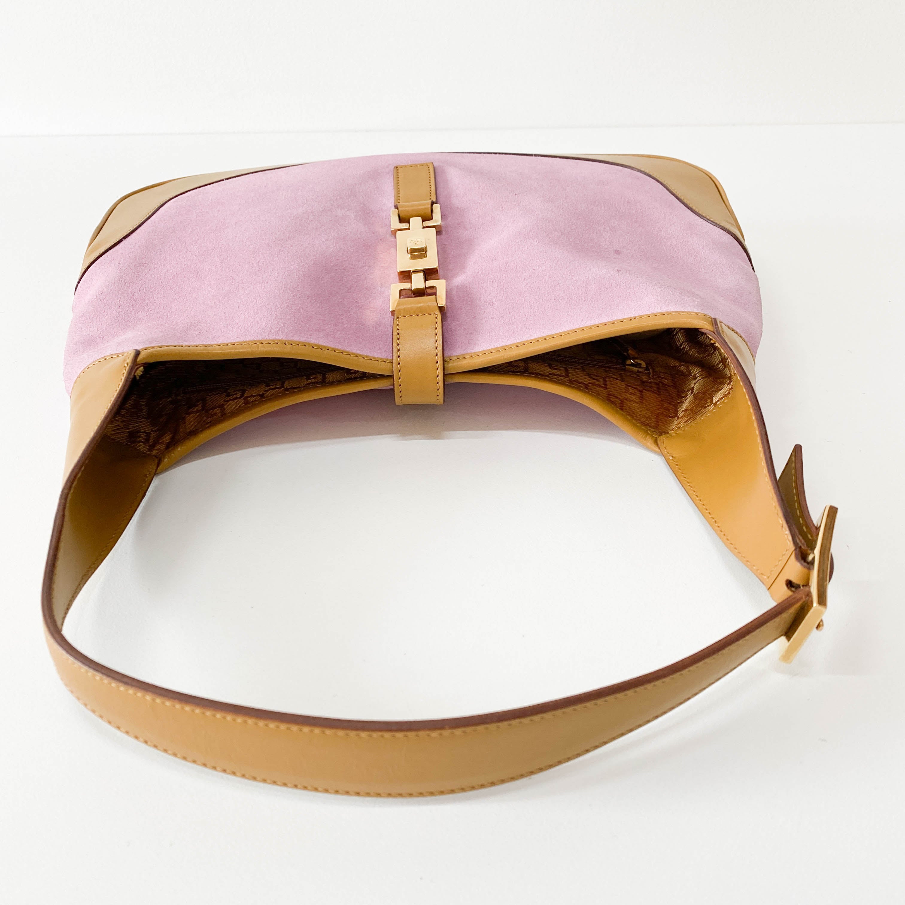 Jackie Pink Suede Shoulder Bag