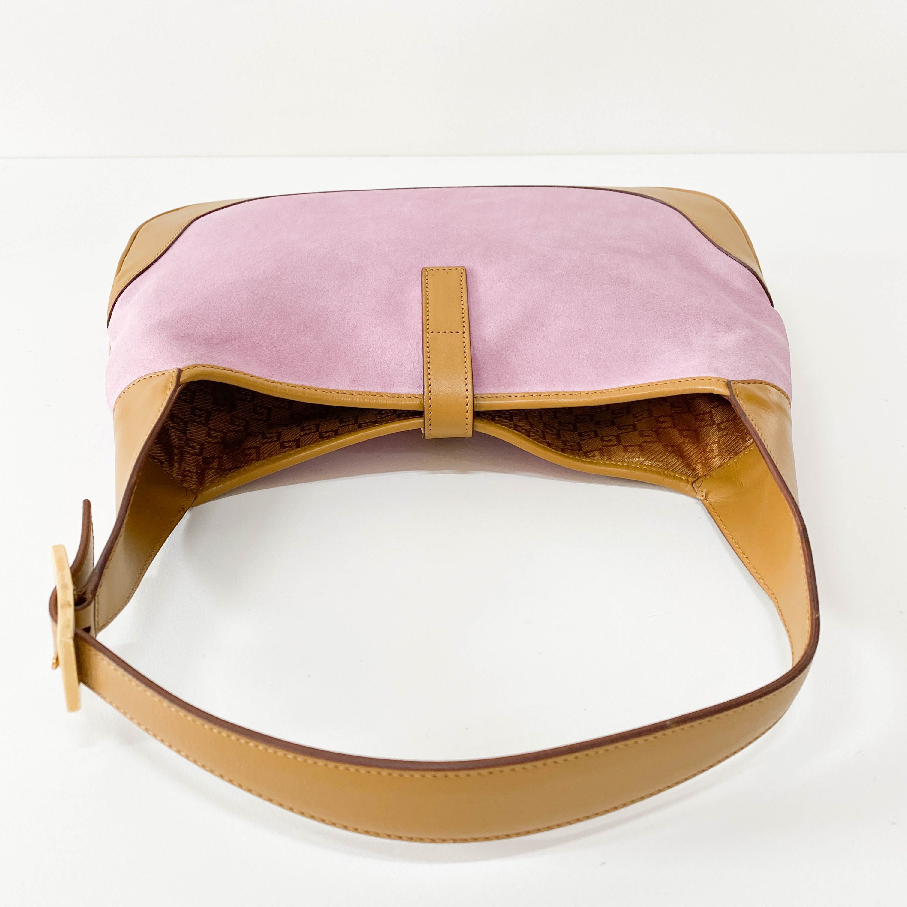 Jackie Pink Suede Shoulder Bag