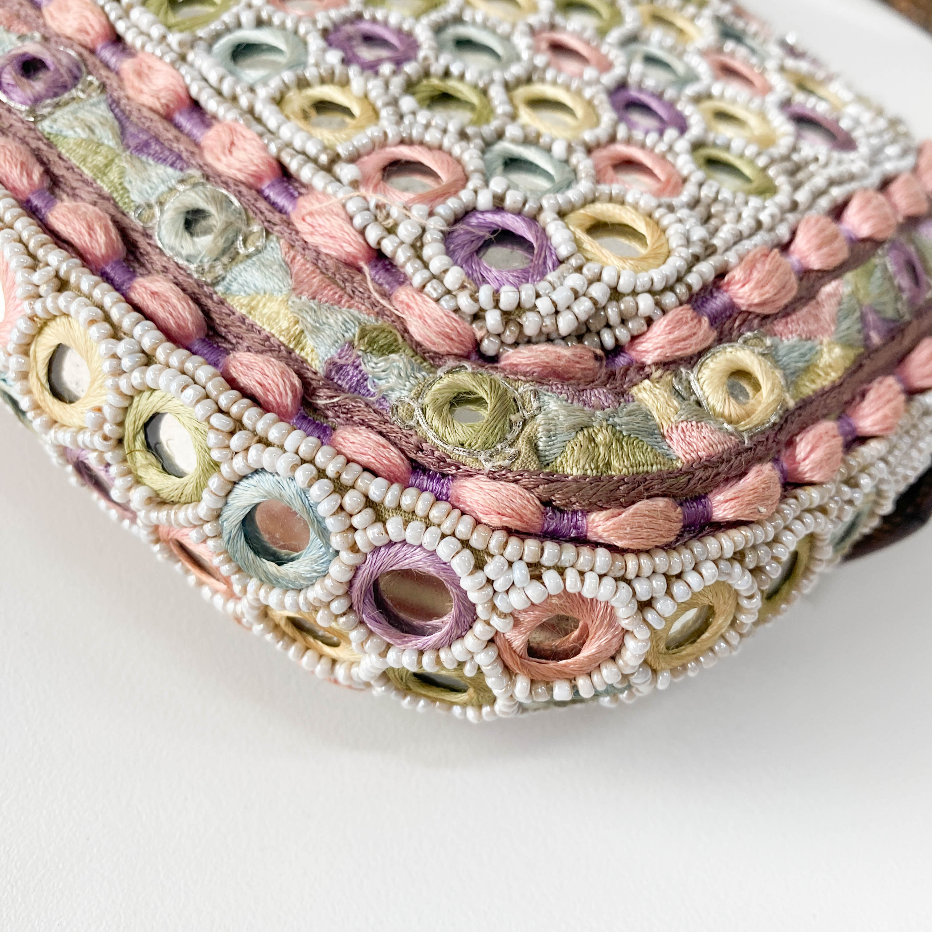 Baguette Multi-colour Embroidered Mirrors & Lizzard Skin Shoulder Bag