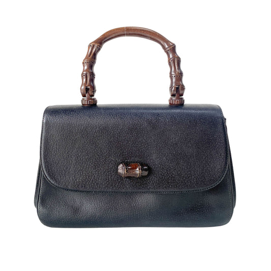 Bamboo Black Leather Handbag