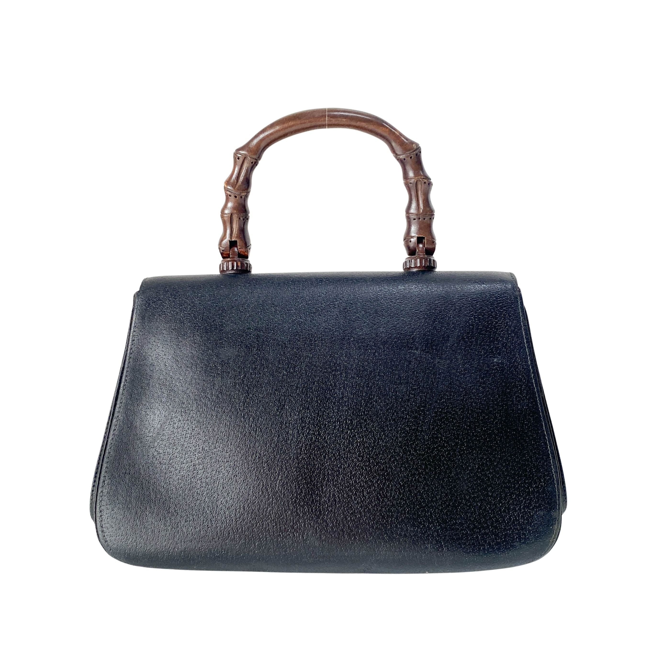 Bamboo Black Leather Handbag