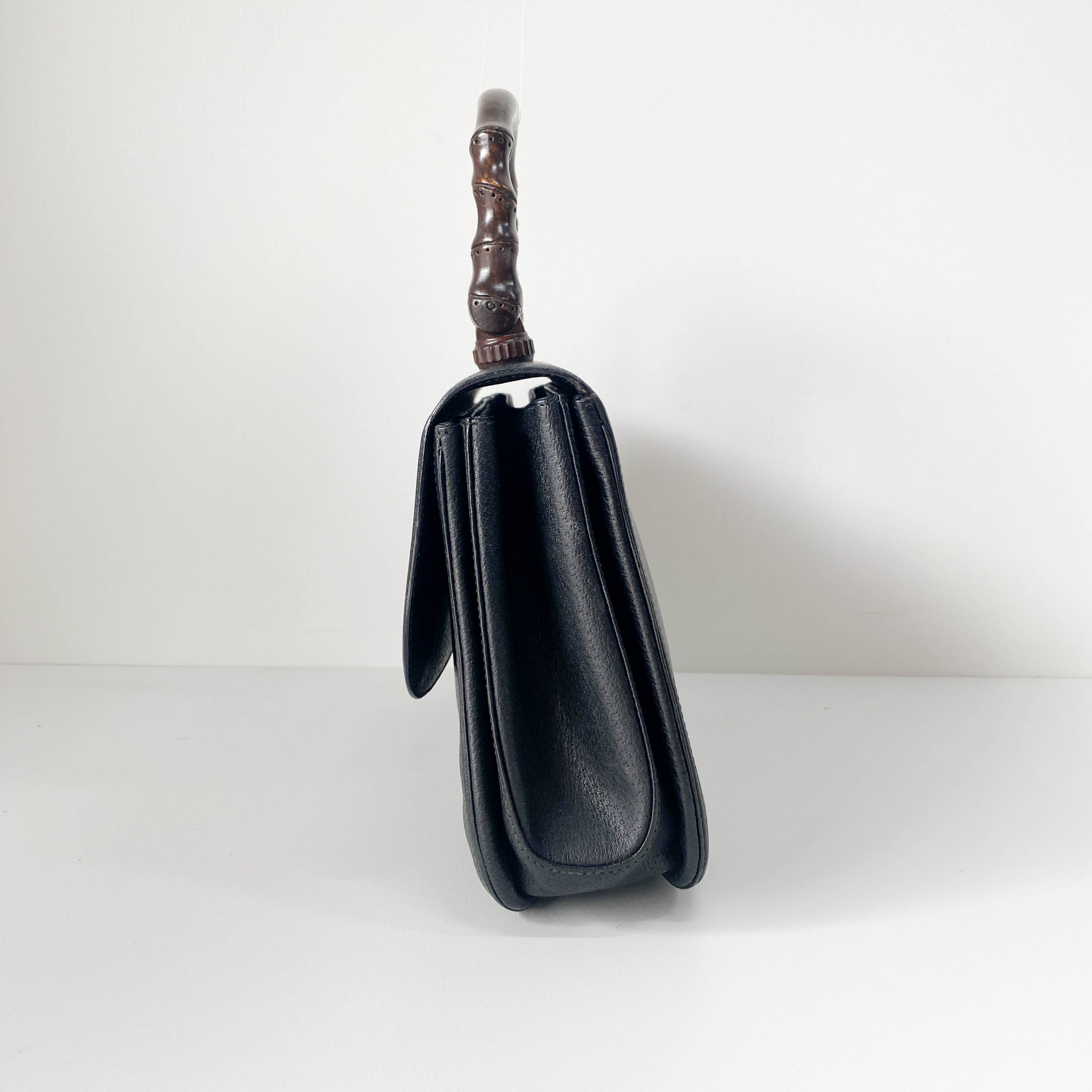 Bamboo Black Leather Handbag