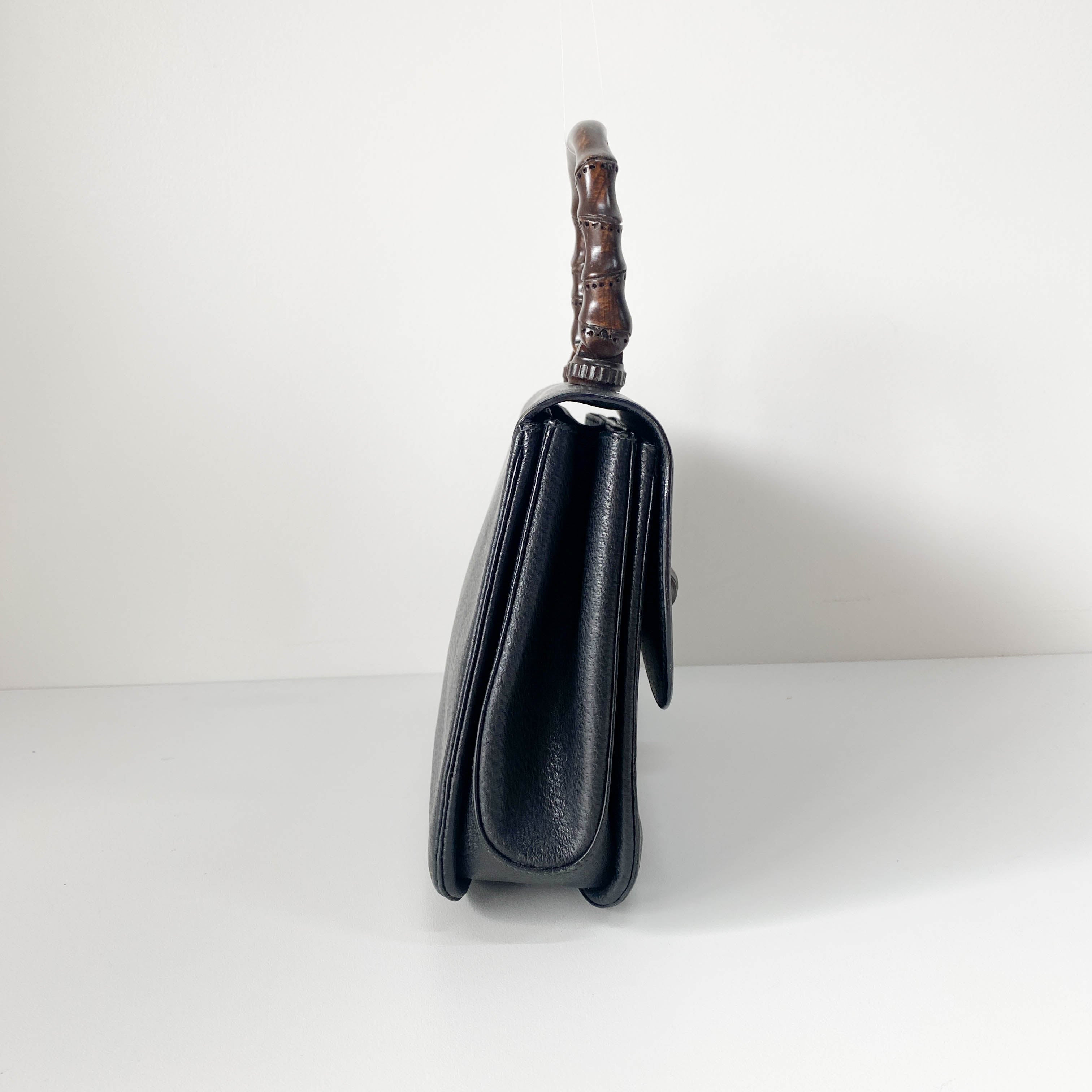 Bamboo Black Leather Handbag
