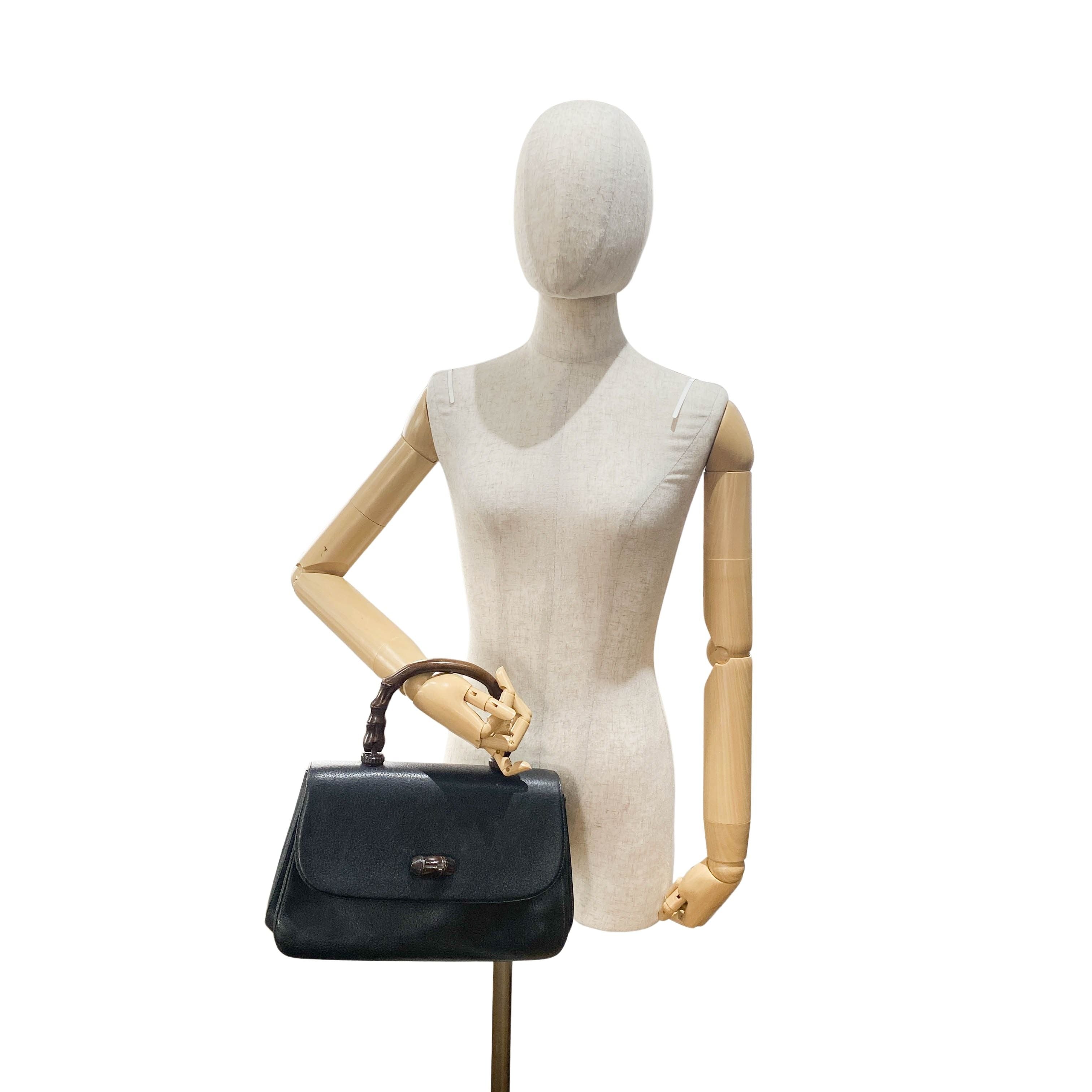 Bamboo Black Leather Handbag