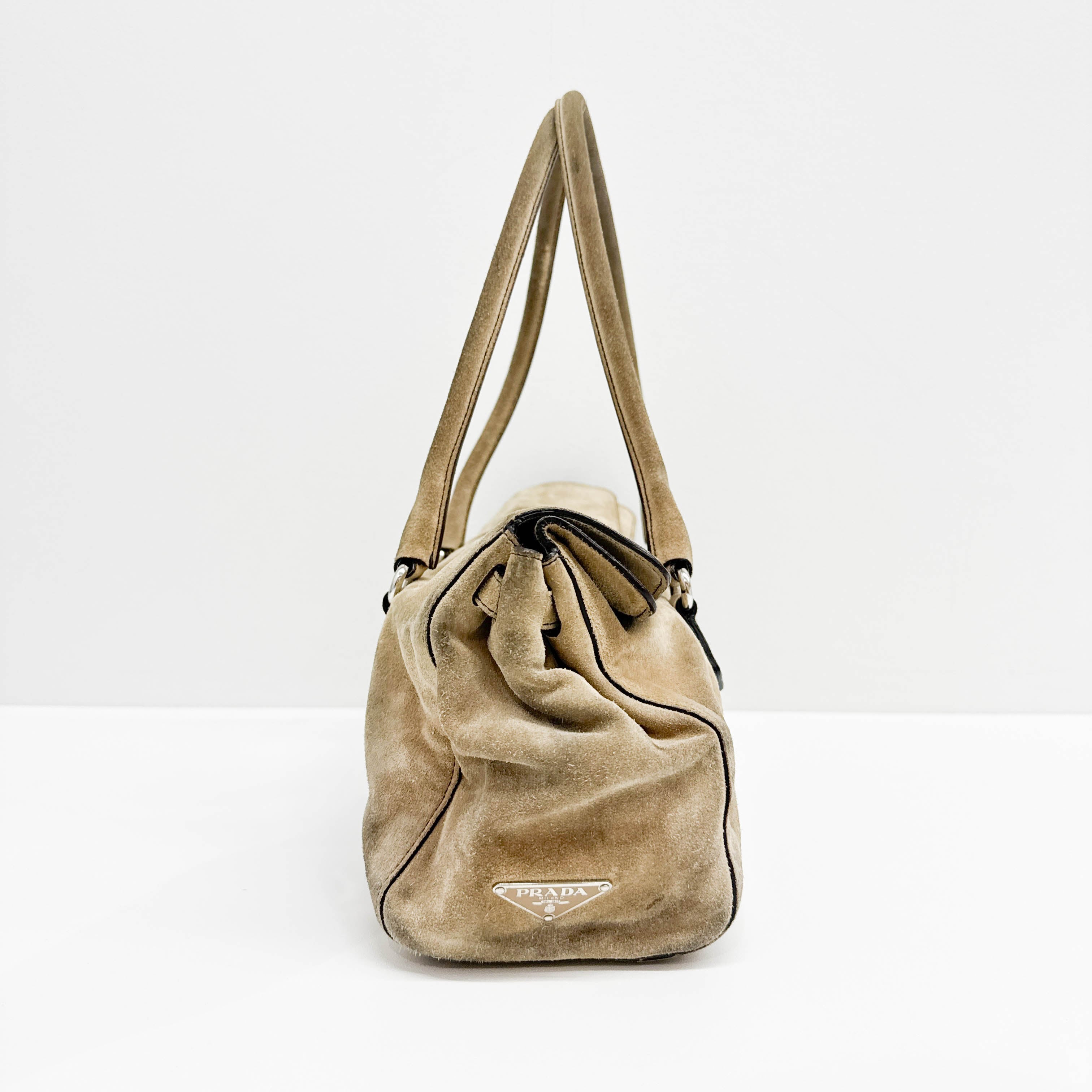 Sand Suede Shoulder Bag