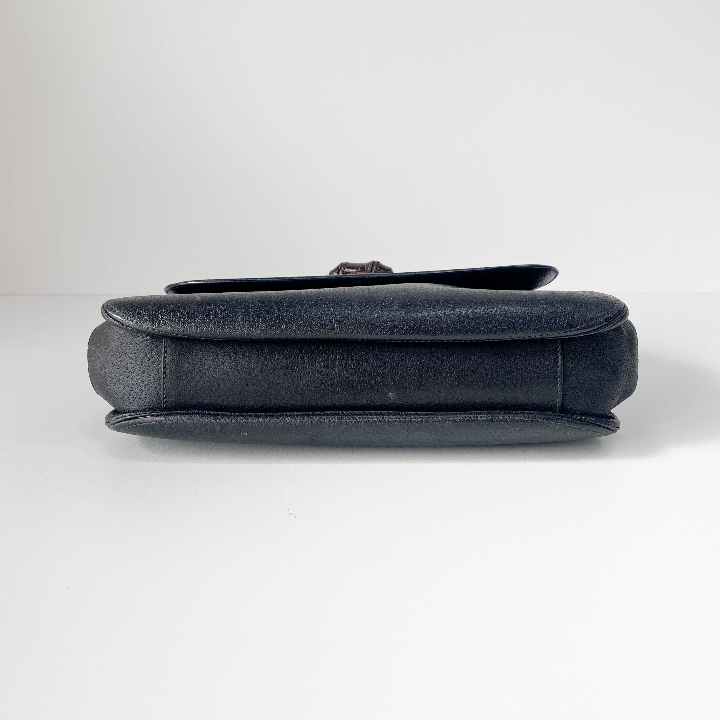 Bamboo Black Leather Handbag