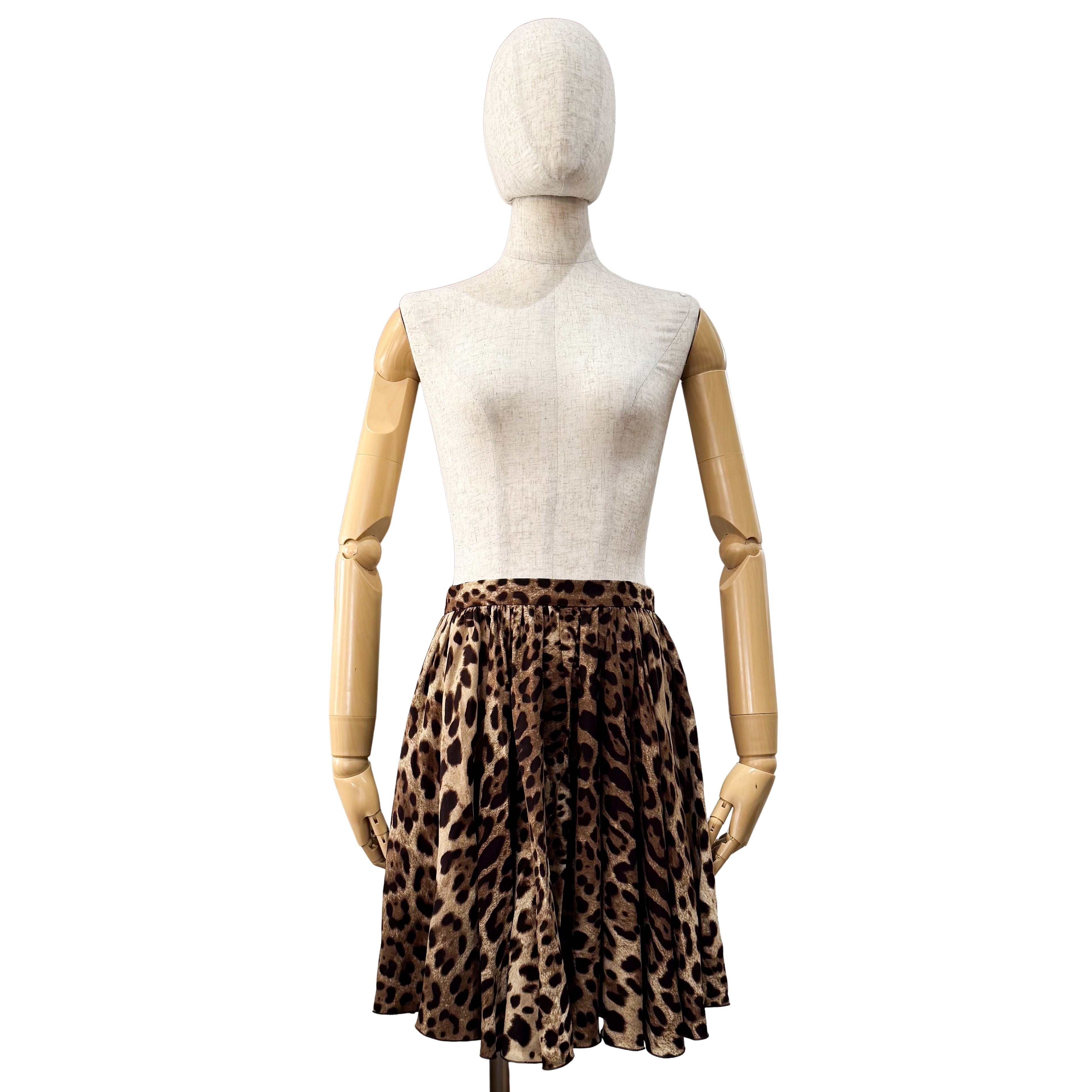 Leopard Print Silk Mini Skirt