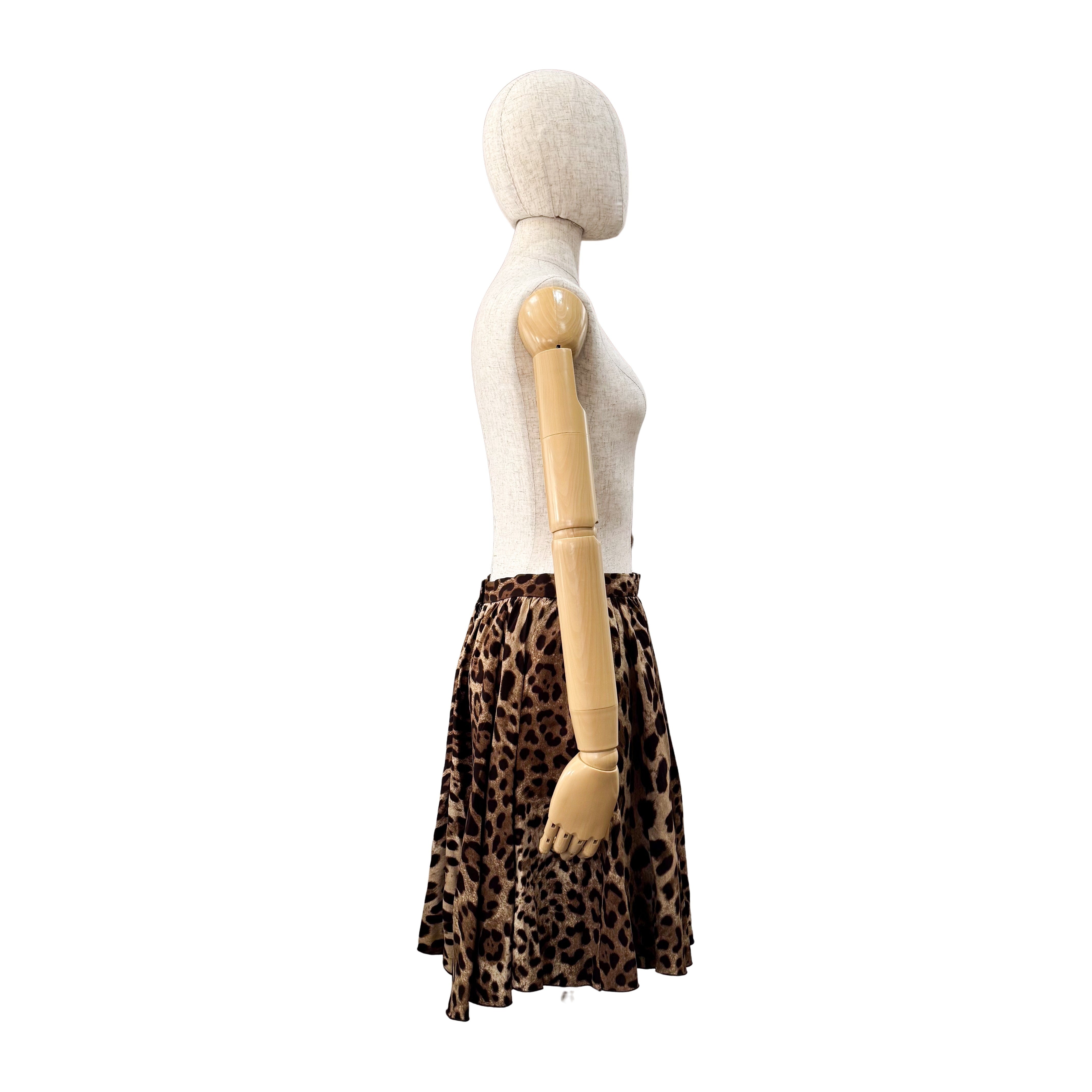 Leopard Print Silk Mini Skirt
