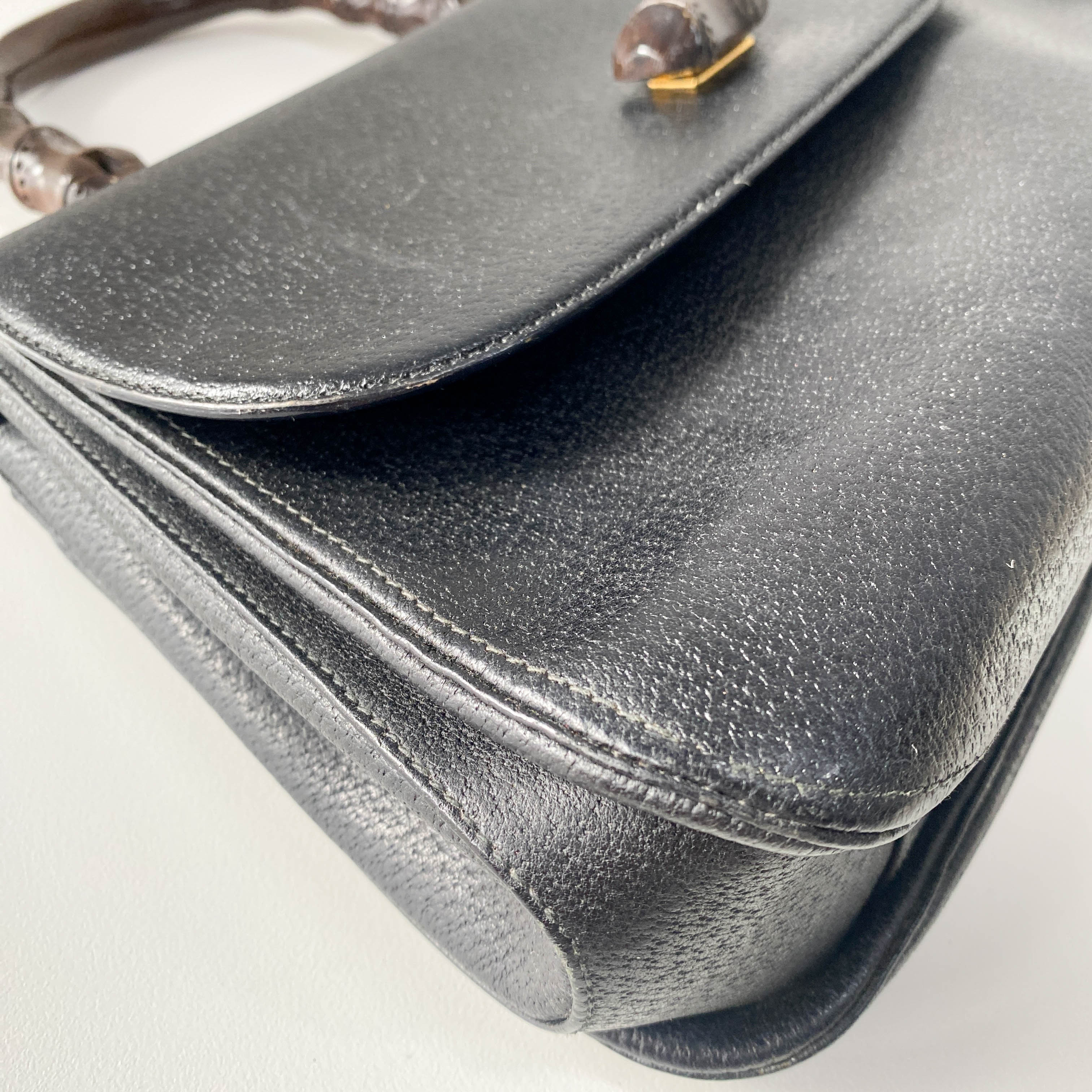 Bamboo Black Leather Handbag