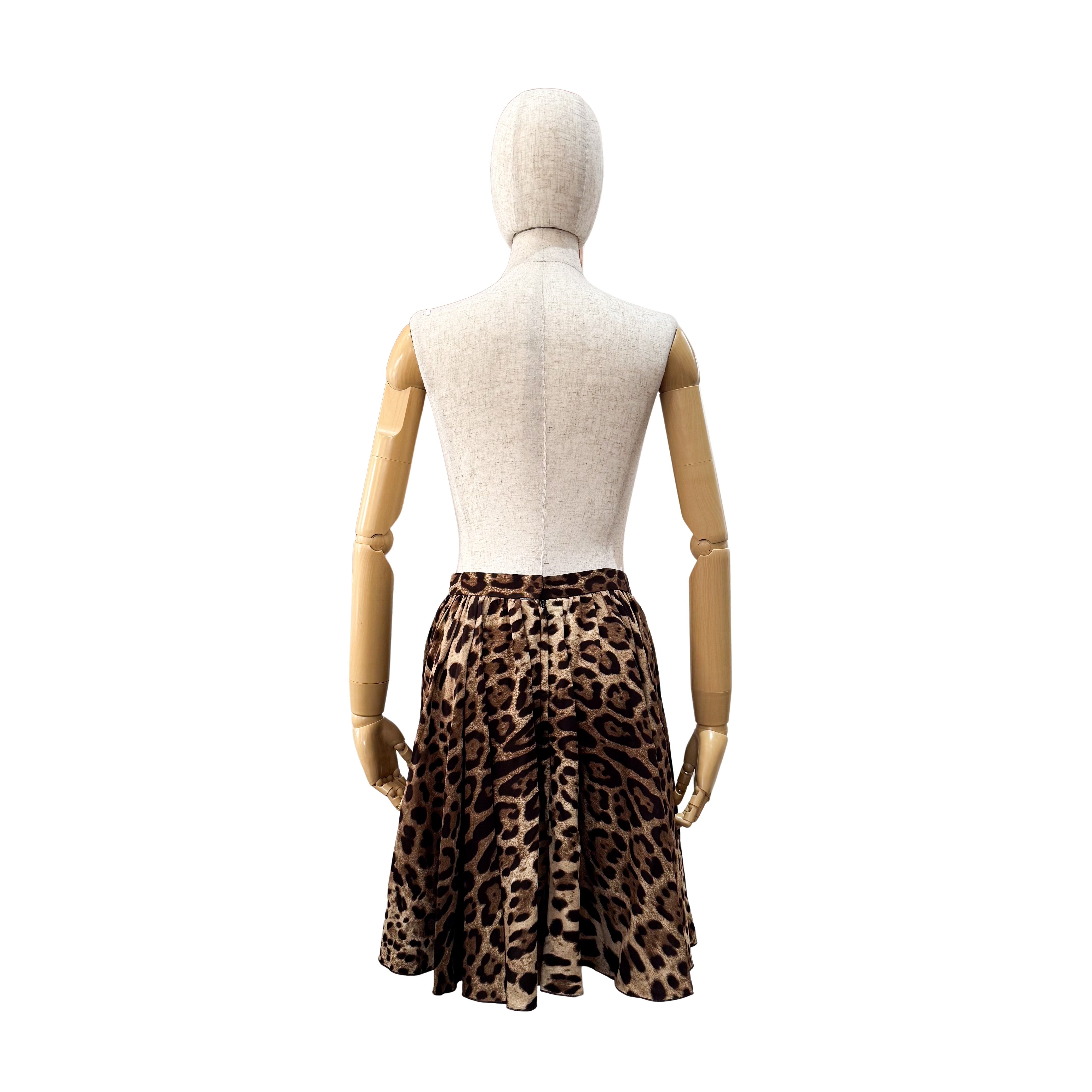 Leopard Print Silk Mini Skirt