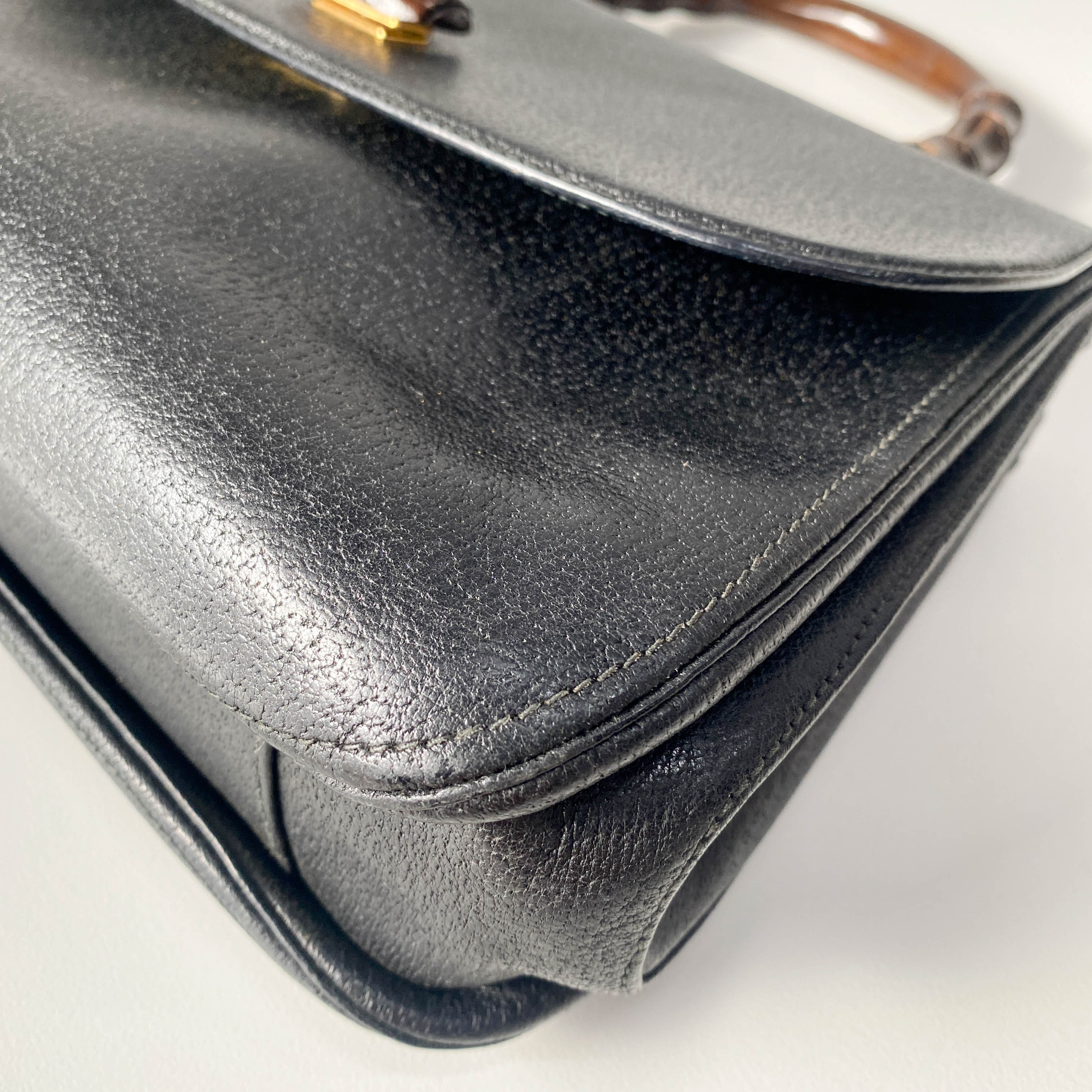 Bamboo Black Leather Handbag