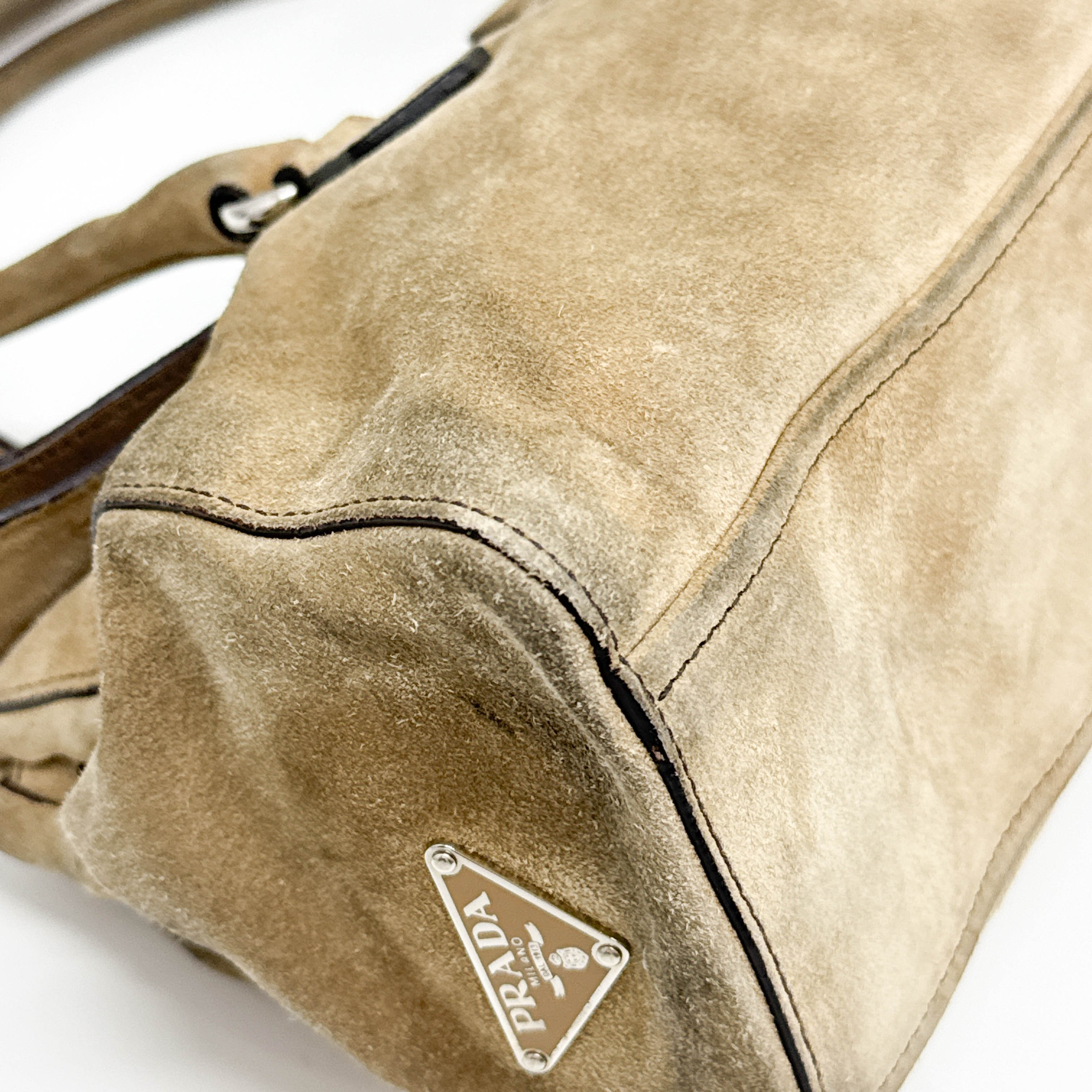 Sand Suede Shoulder Bag