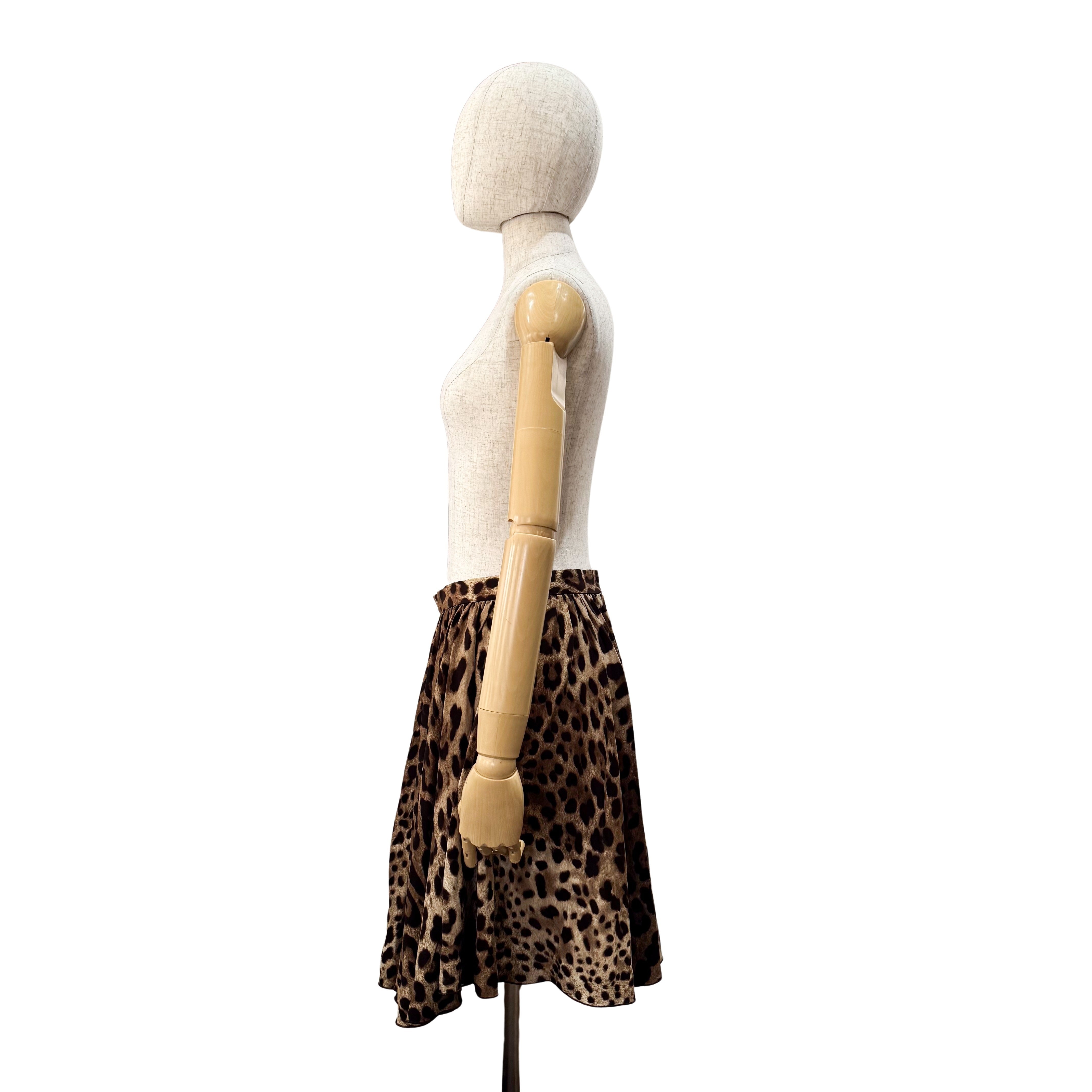 Leopard Print Silk Mini Skirt