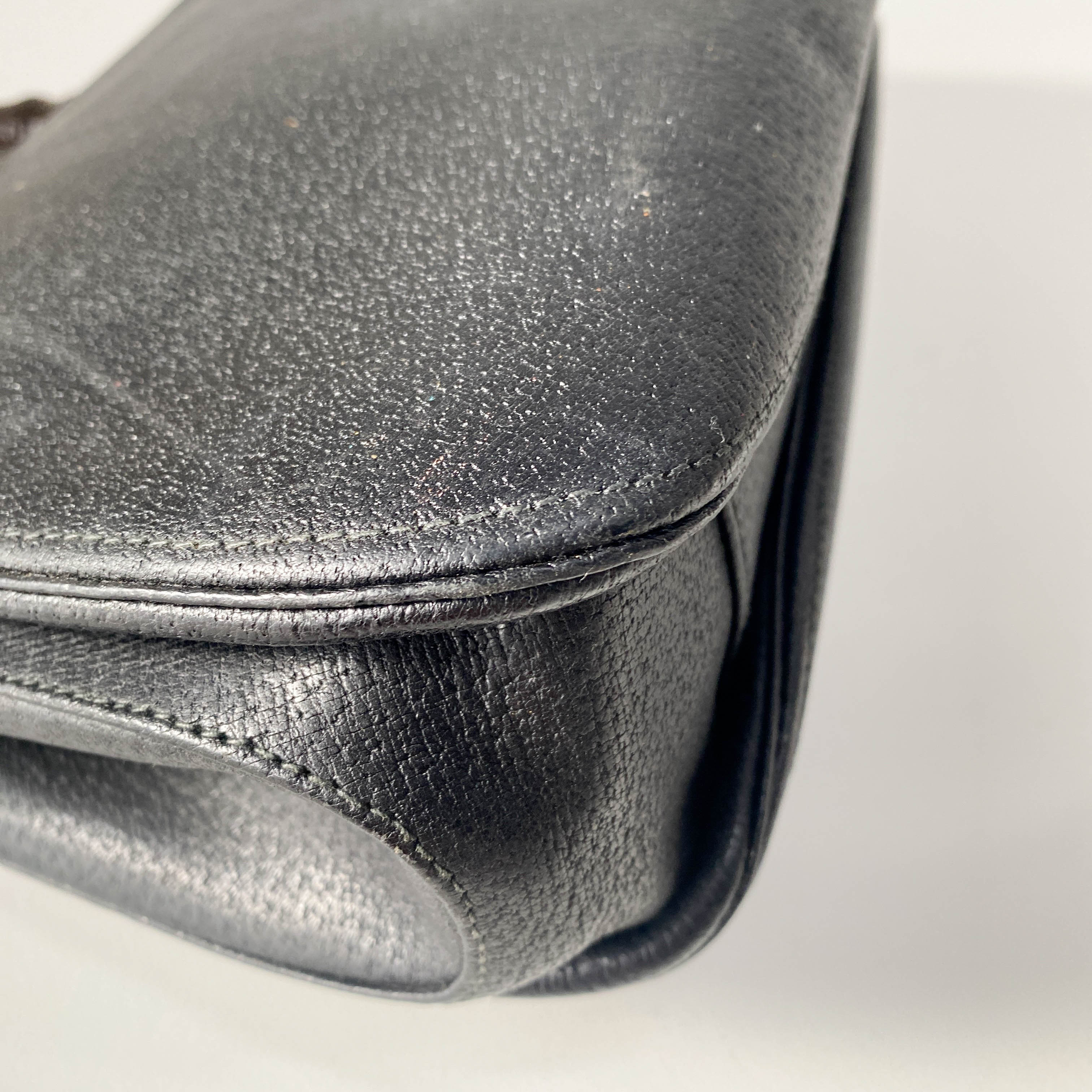 Bamboo Black Leather Handbag