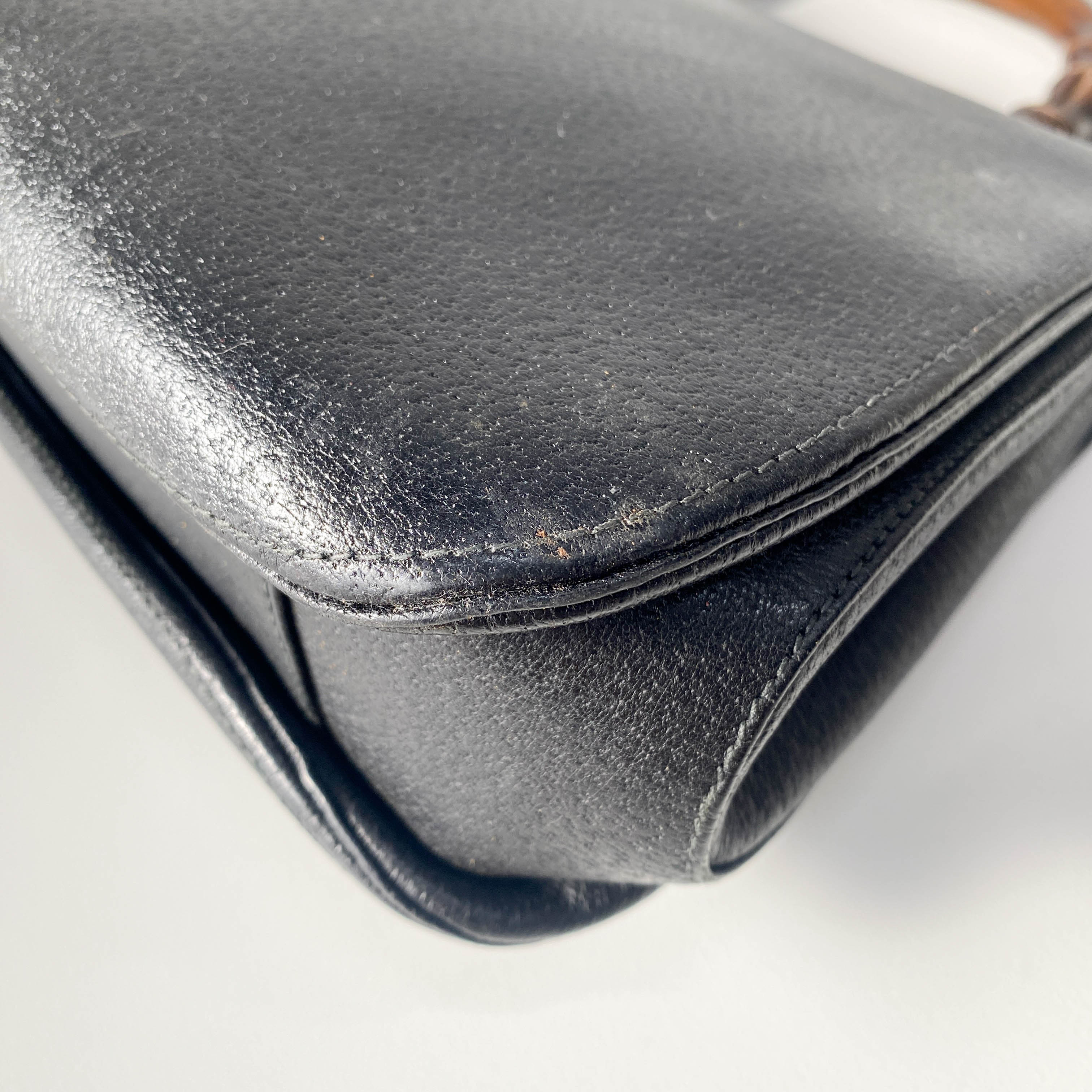 Bamboo Black Leather Handbag