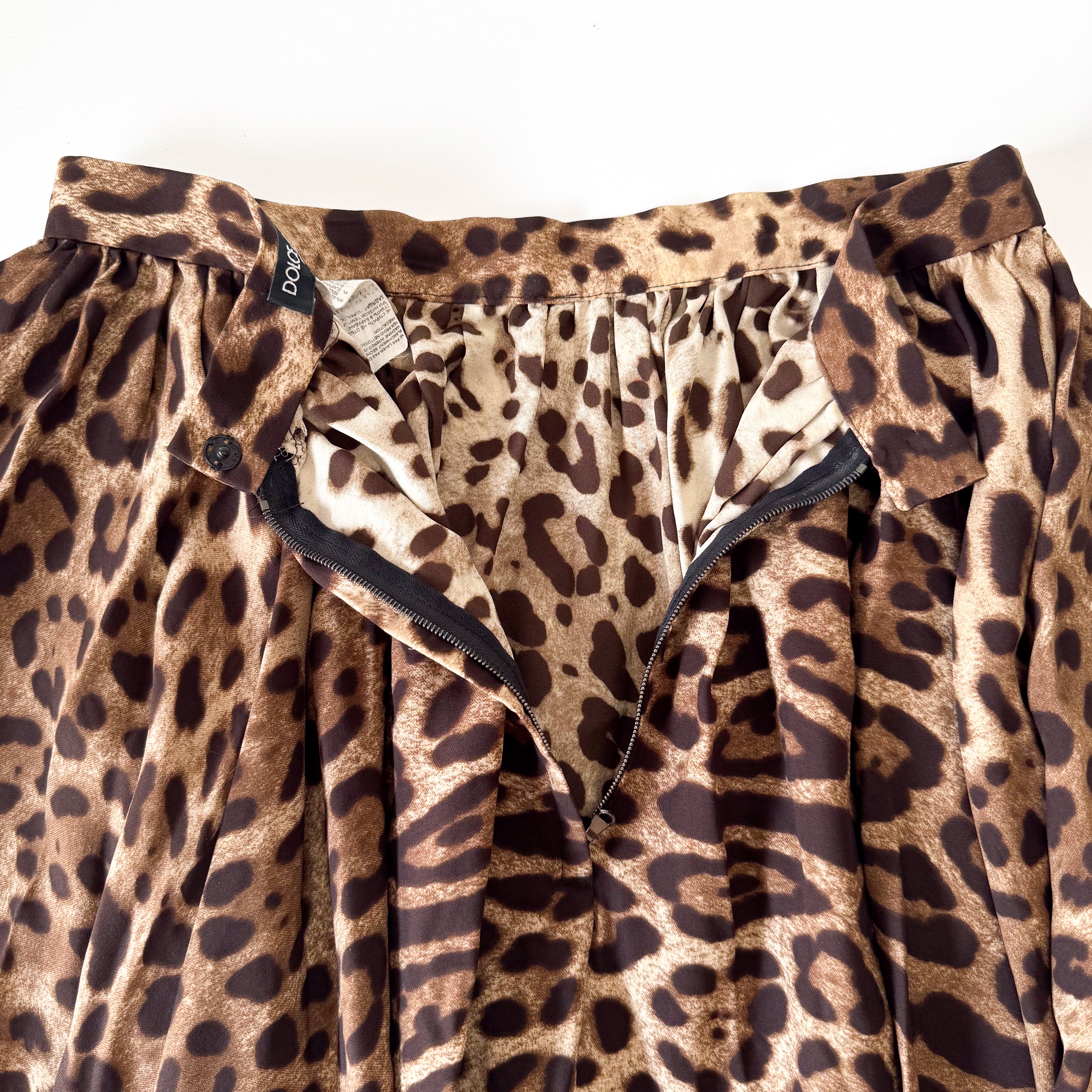 Leopard Print Silk Mini Skirt