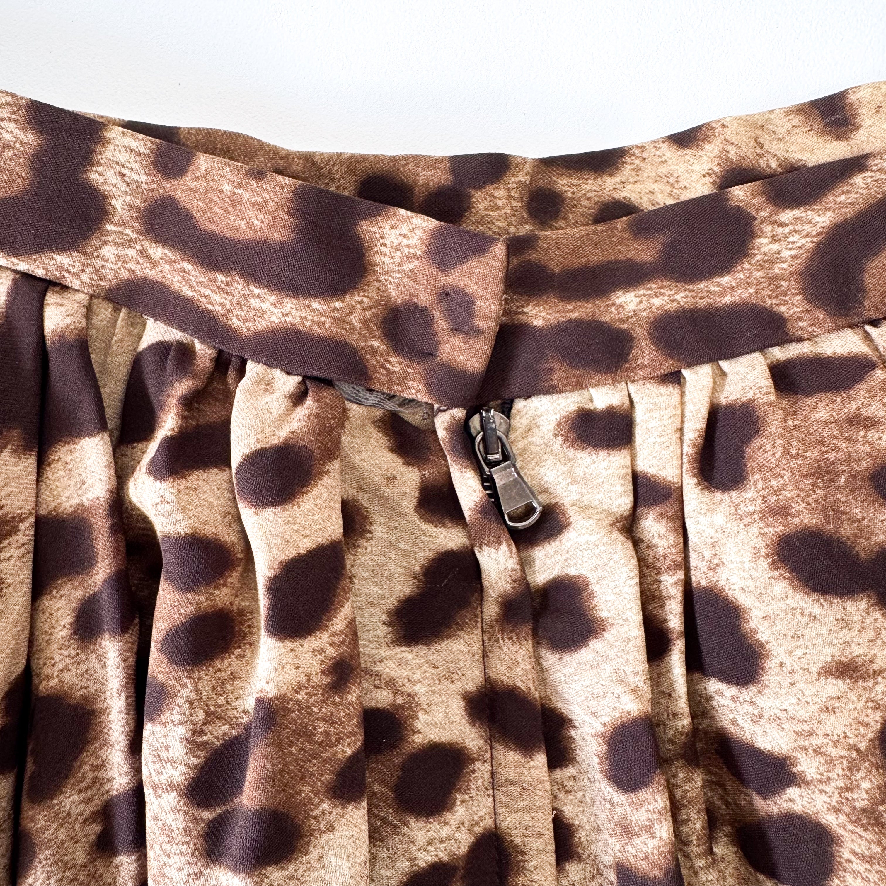 Leopard Print Silk Mini Skirt
